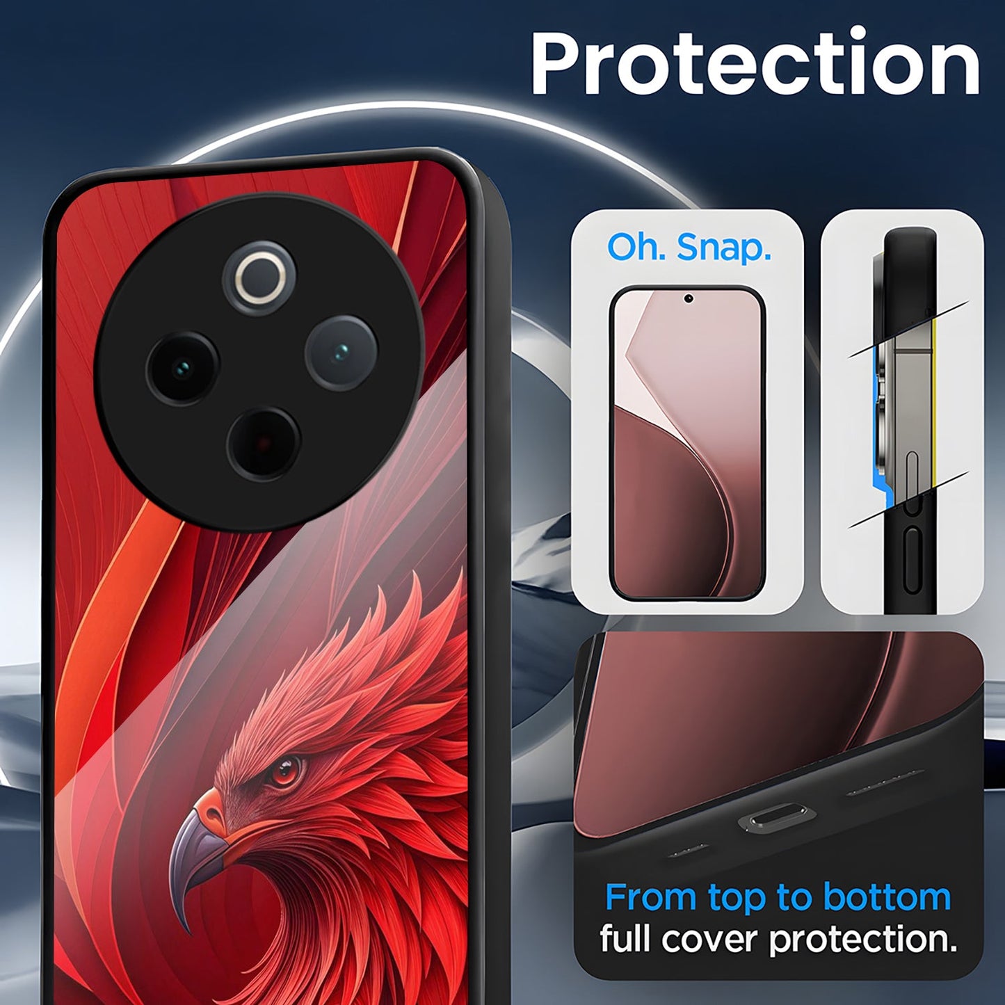 Vivo T4 5G Premium Acrylic Shockproof Glass Back Case (Flameborn)