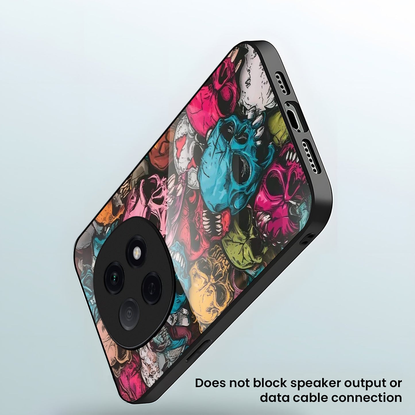 OPPO F29 Pro 5G Premium Acrylic Shockproof Glass Back Case (Skull)