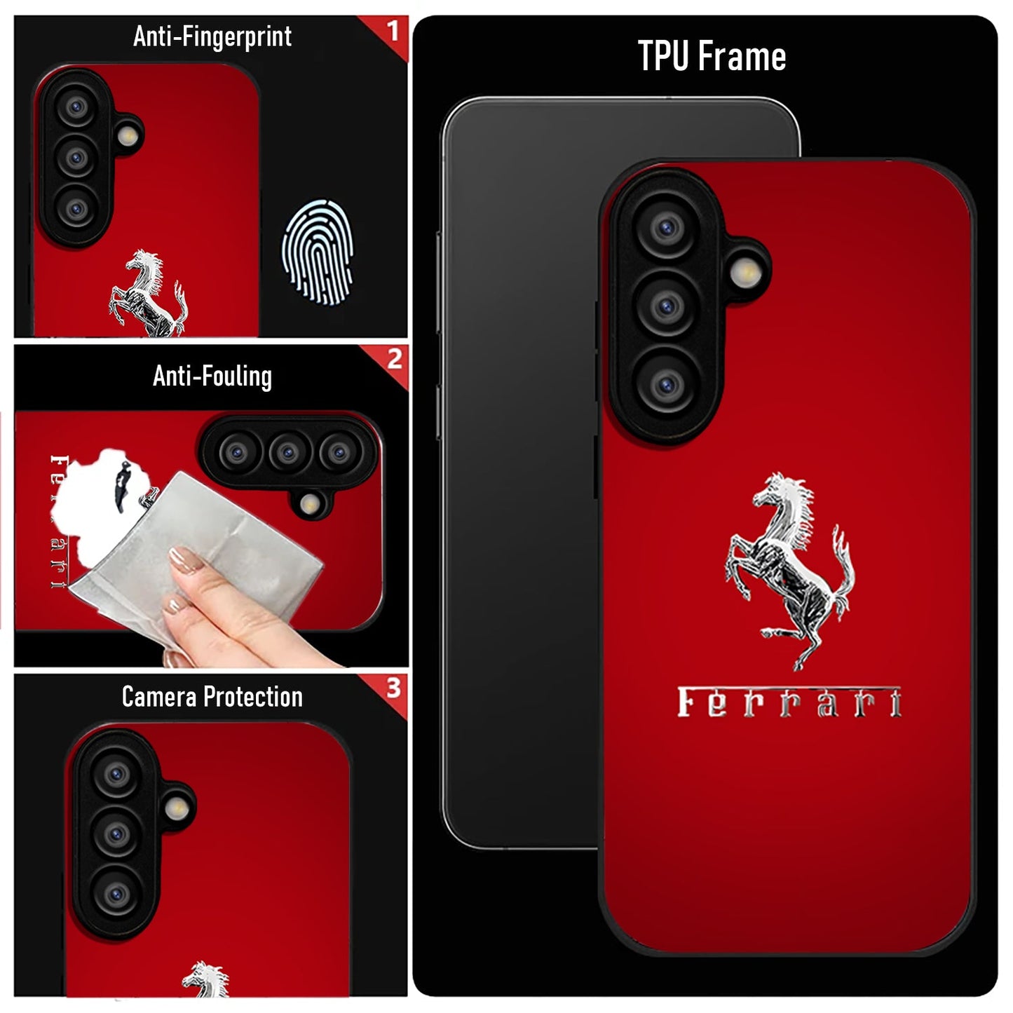 Samsung Galaxy A36 Premium Acrylic Shockproof Glass Back Case (Ferrari Passion)