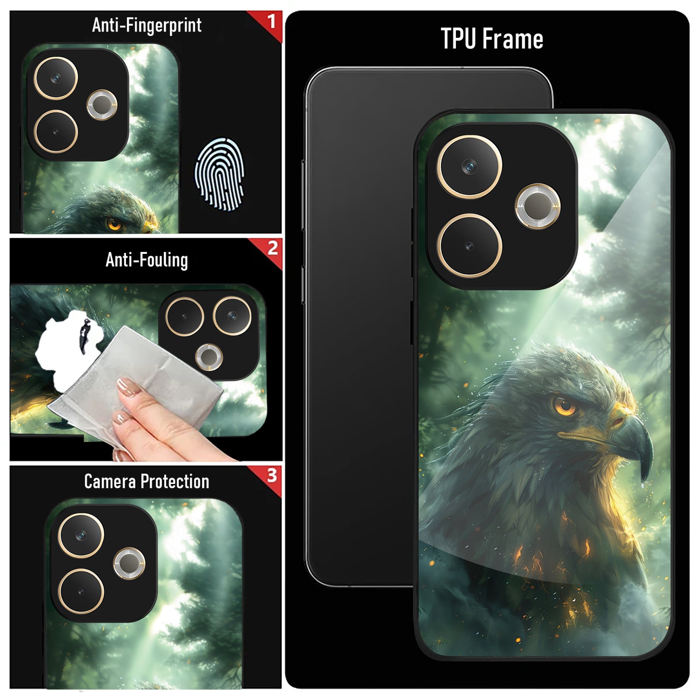 Oppo A5 Pro 5G Premium Acrylic Shockproof Glass Back Case (Eagle Case )