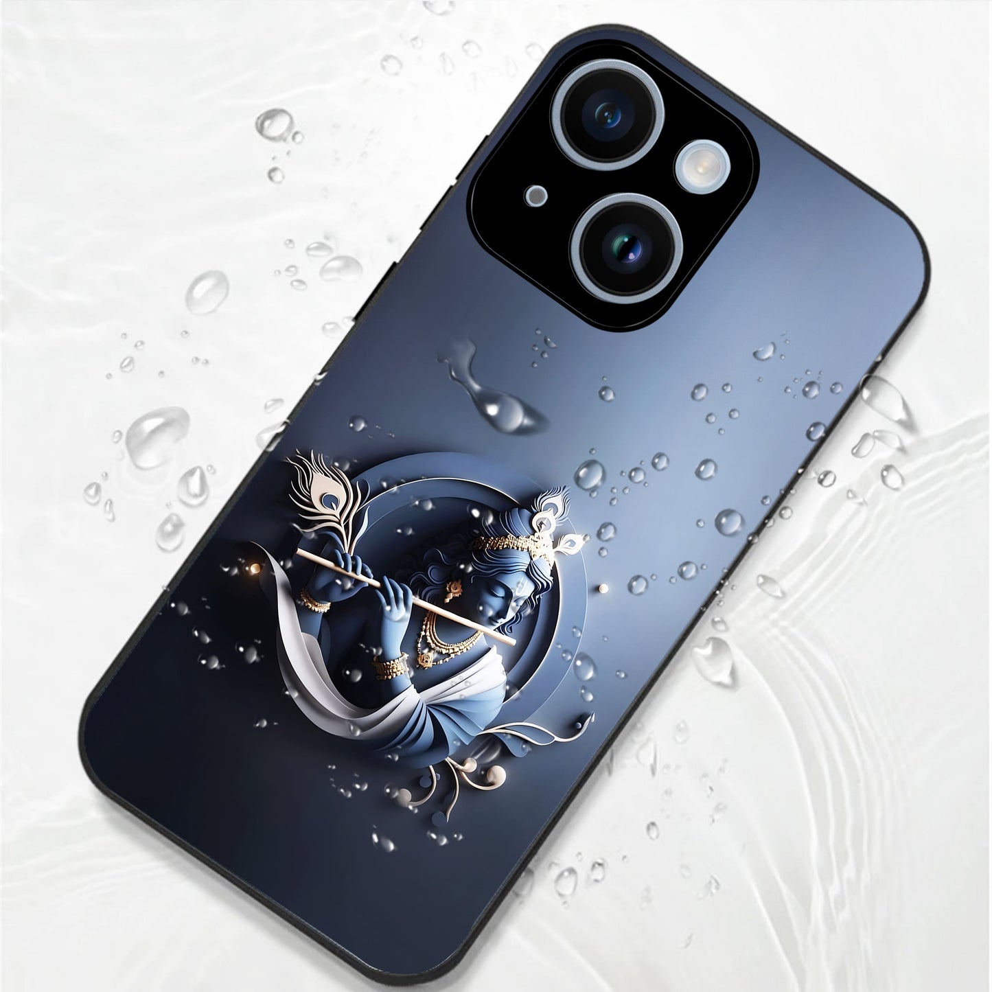 iPhone 14 Premium Acrylic Shockproof Glass Back Case ( Krishna )