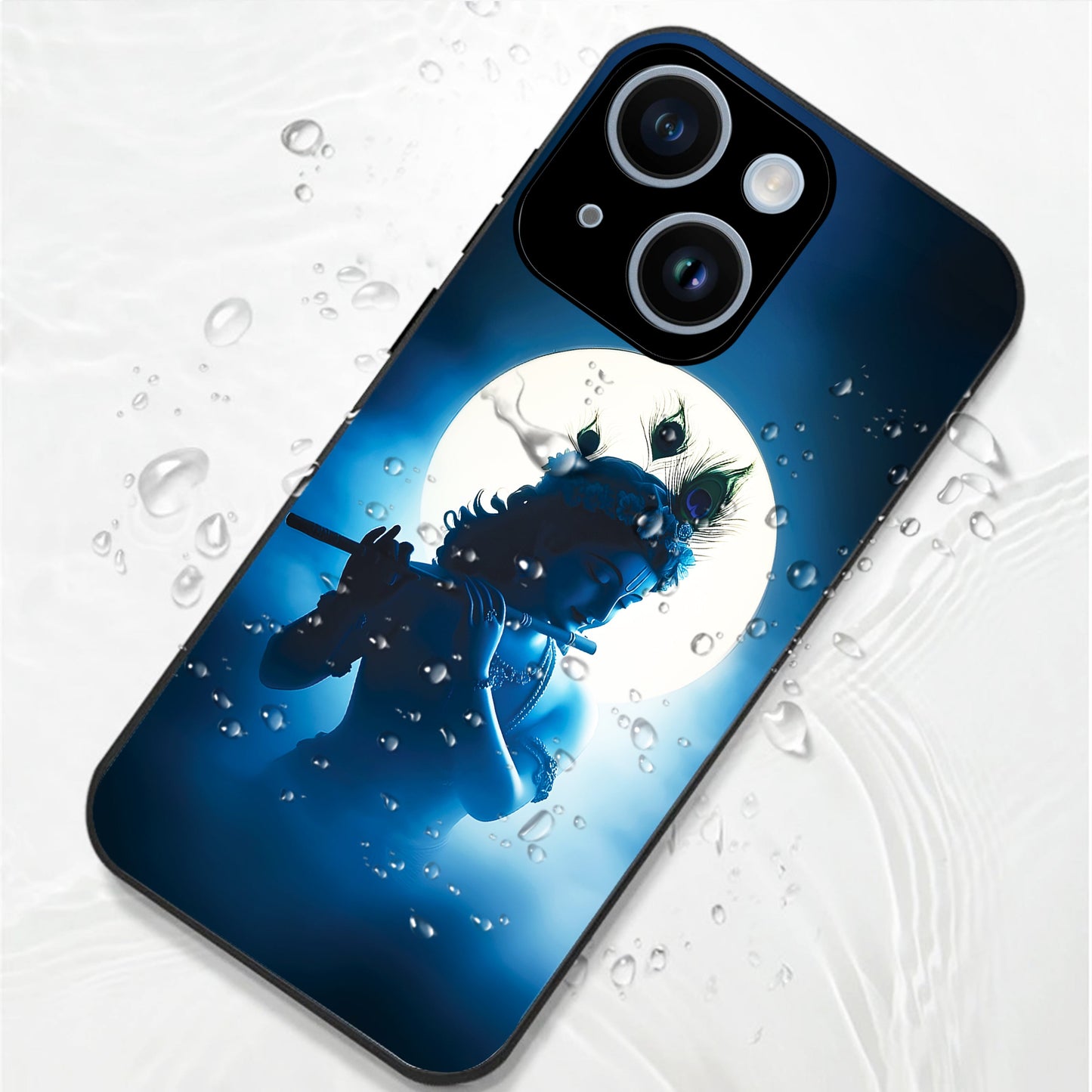 iPhone 14 Premium Acrylic Shockproof Glass Back Case ( Midnight Krishna )