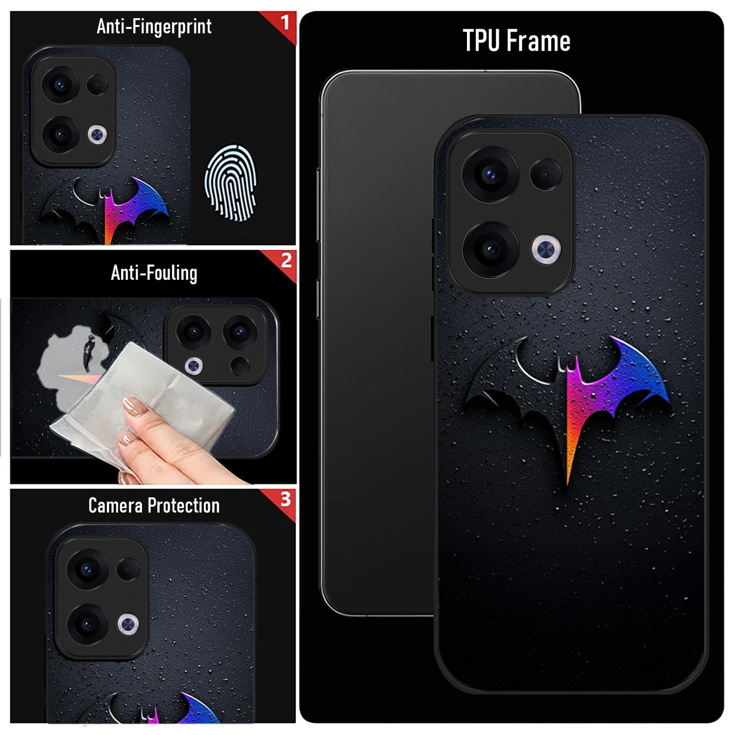 Oppo Reno 13 5G Premium Acrylic Shockproof Glass Back Case (BatGlow)