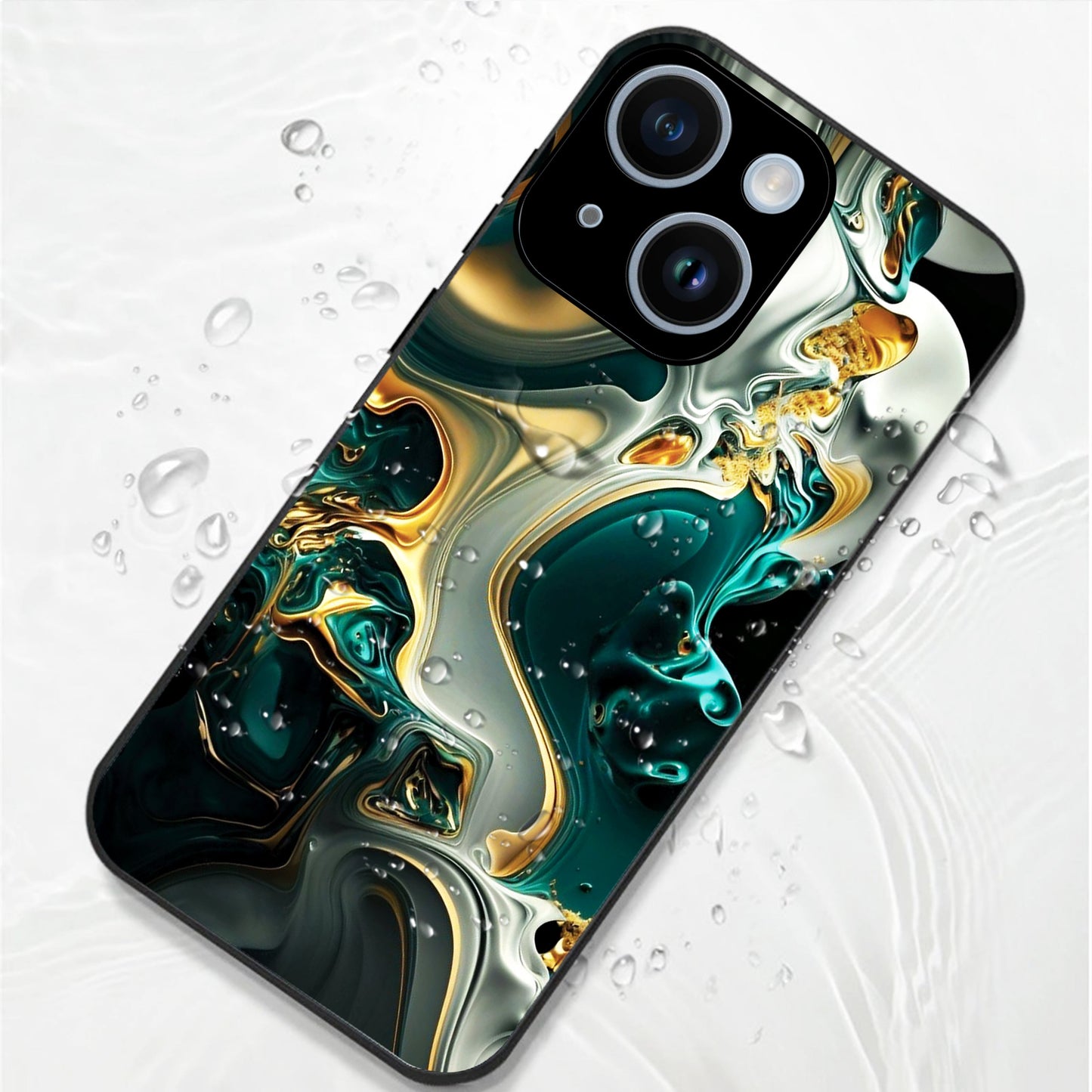 iPhone 14 Premium Acrylic Shockproof Glass Back Case (Ocean Ember)