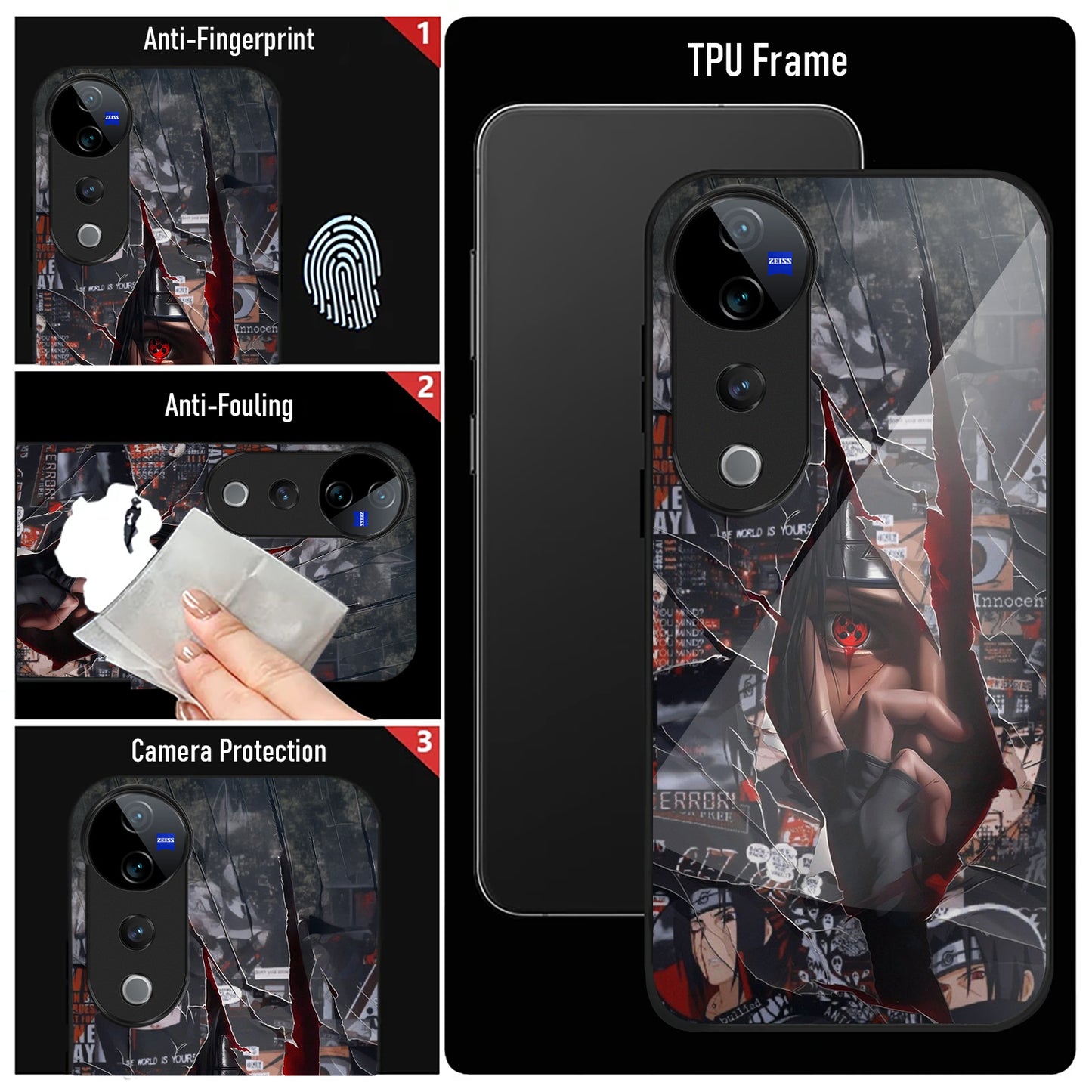 Vivo V40 Pro 5G Premium Acrylic Shockproof Glass Back Case (Dark Reflection)