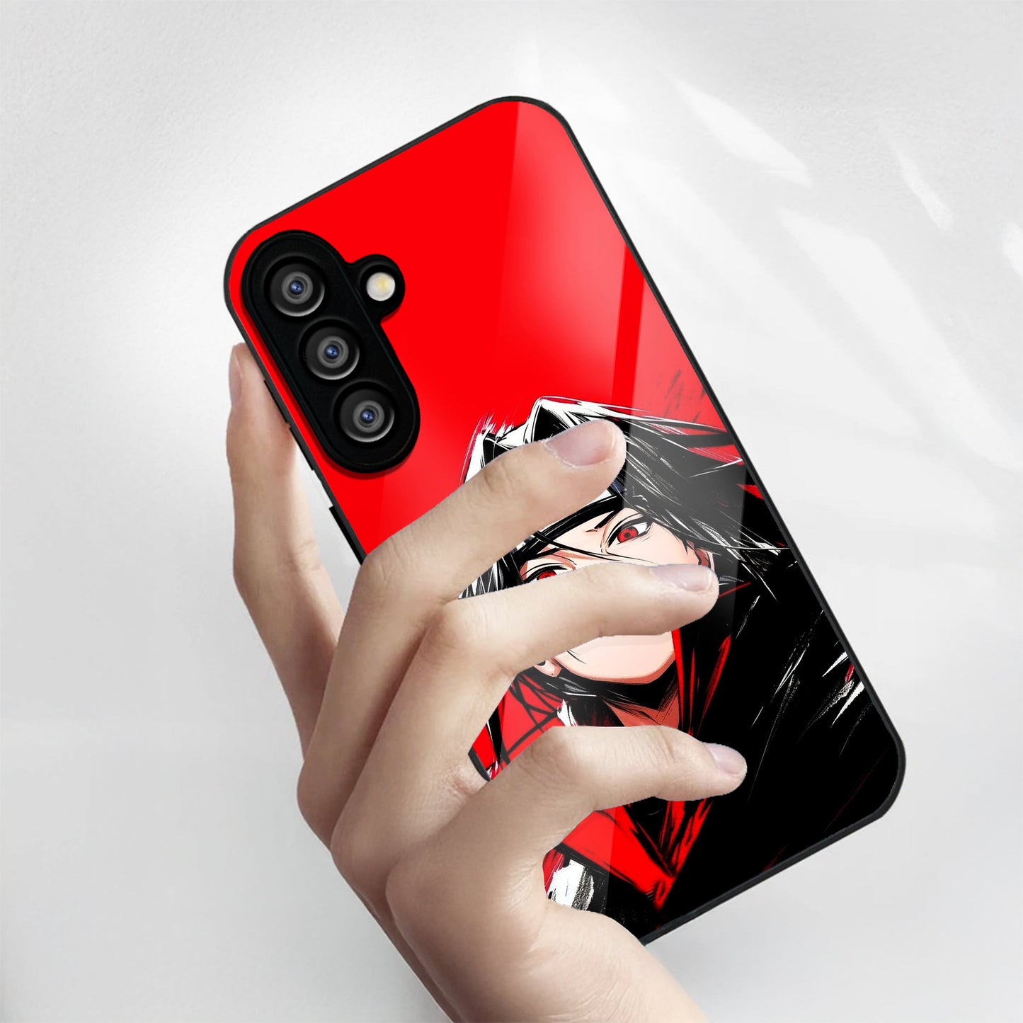 Samsung Galaxy A56 Premium Acrylic Shockproof Glass Back Case (Stylish Uchiha)