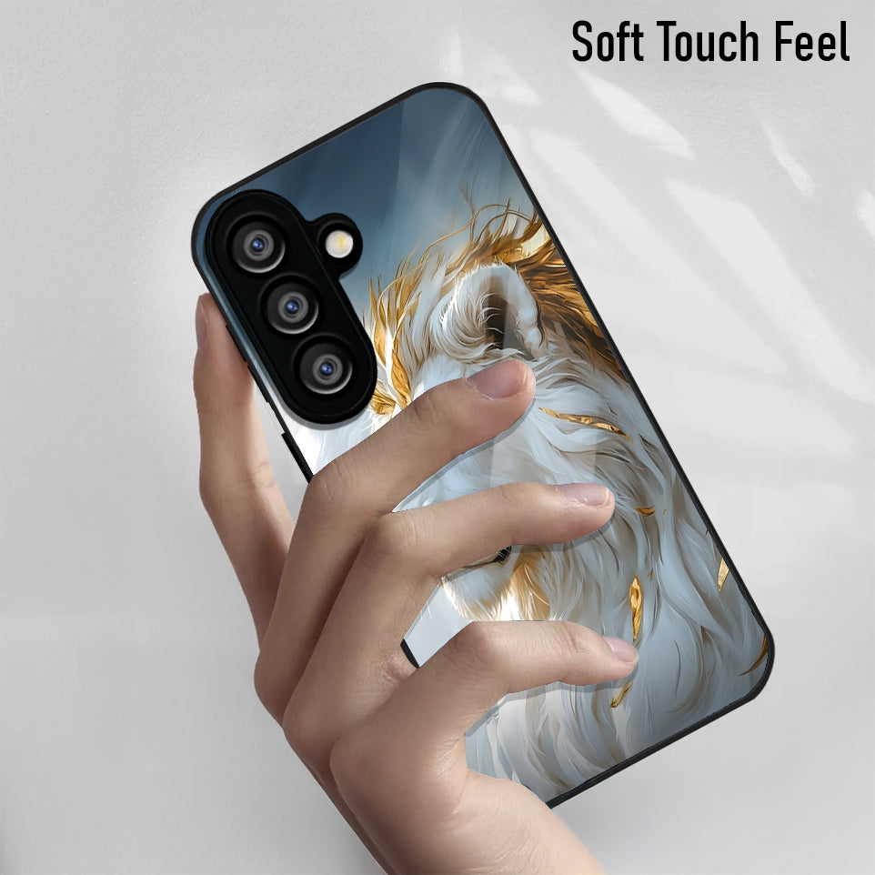 Samsung Galaxy A56 Premium Acrylic Shockproof Glass Back Case (Lion Glory)