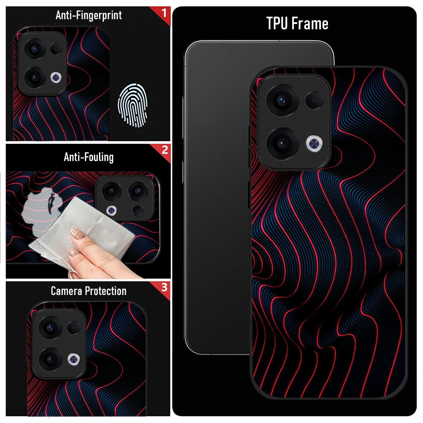 Oppo Reno 13 5G Premium Acrylic Shockproof Glass Back Case (Neon Waves)
