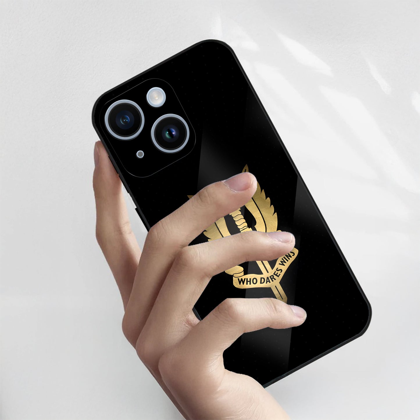 iPhone 14 Premium Acrylic Shockproof Glass Back Case (Dare Wins)