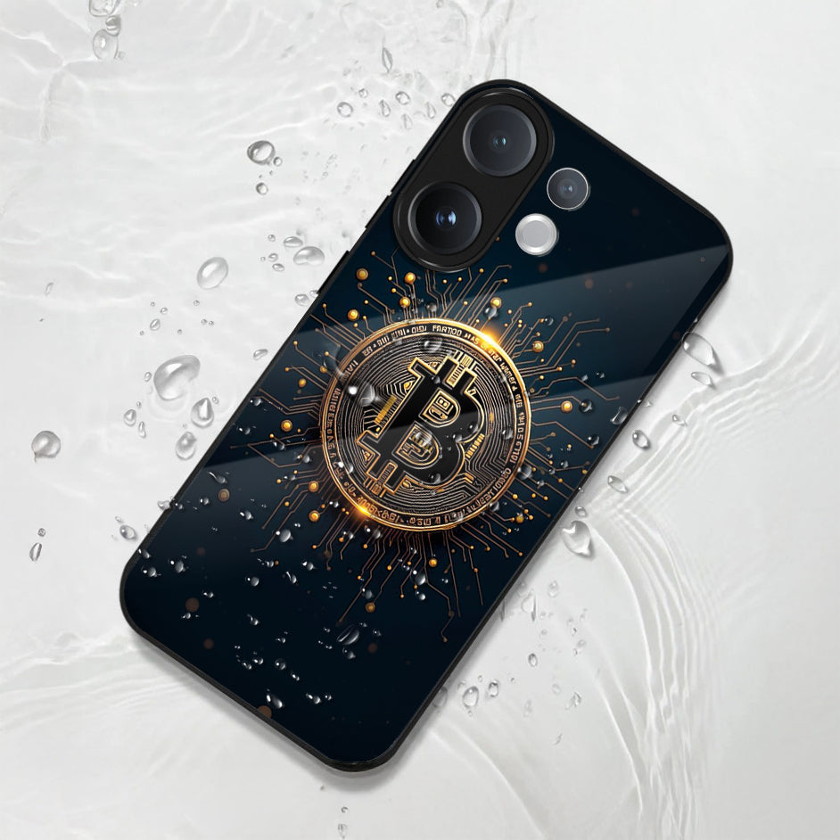 Vivo V60 5G Premium Acrylic Shockproof Glass Back Case ( Bitcoin Armon )