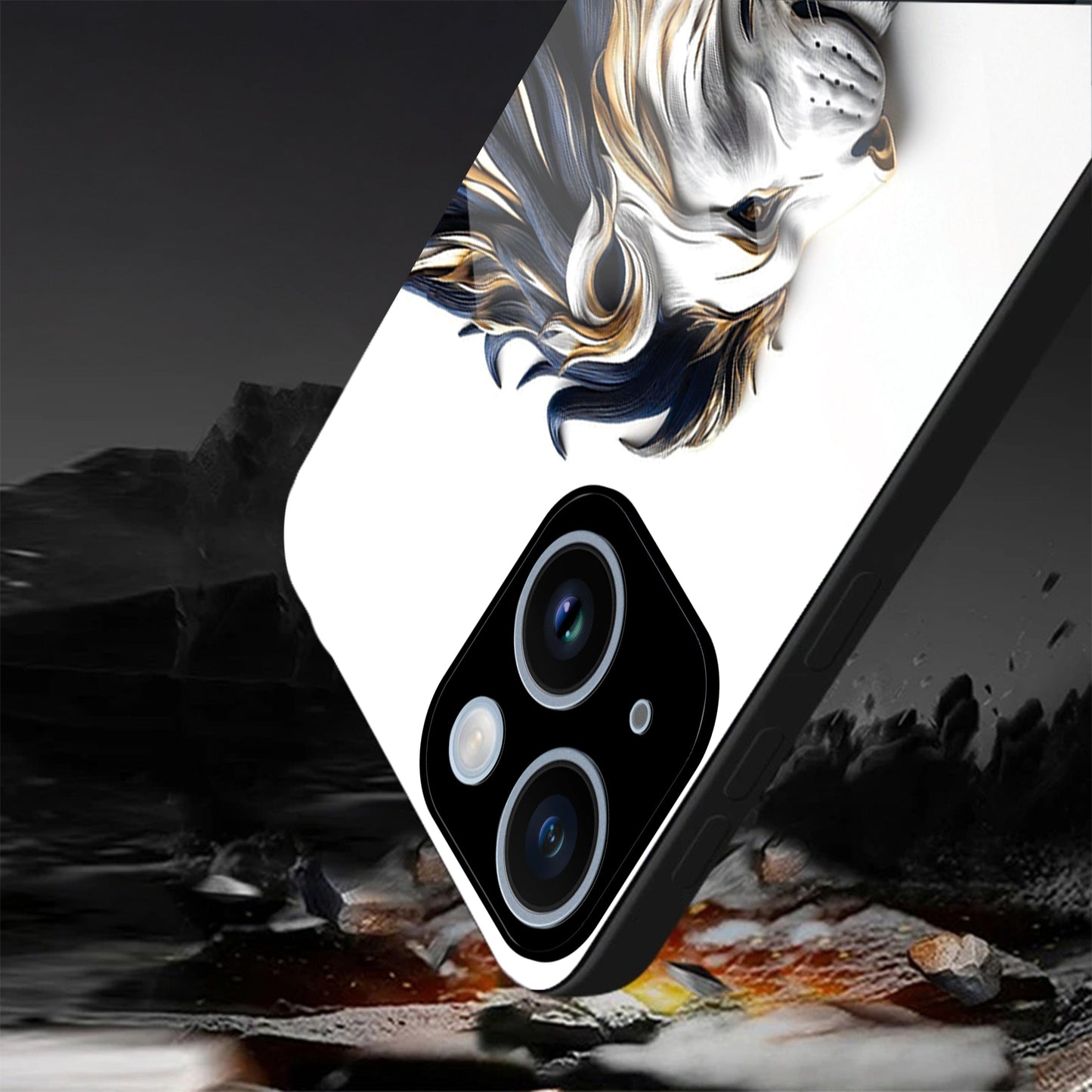 iPhone 14 Premium Acrylic Shockproof Glass Back Case ( King's Flow )