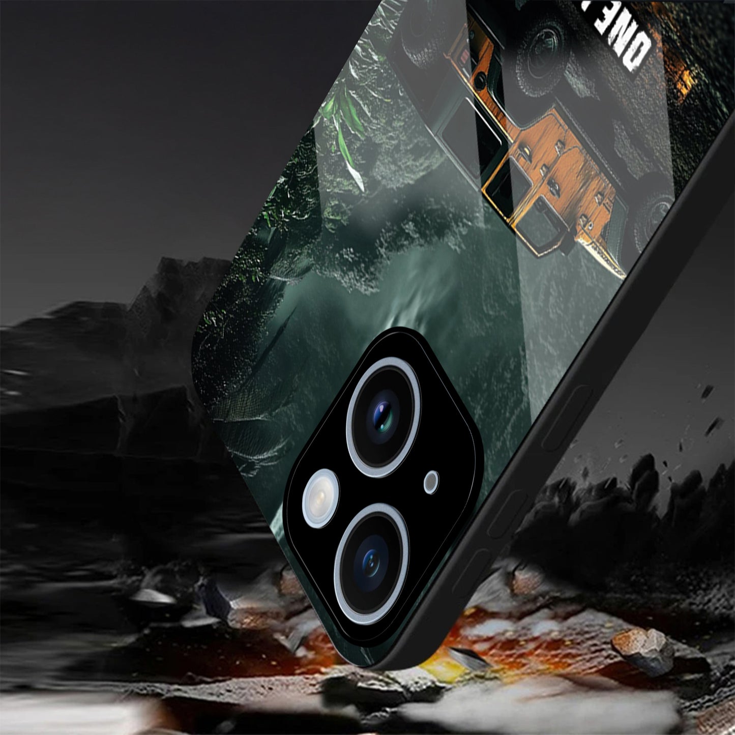 iPhone 14 Premium Acrylic Shockproof Glass Back Case ( Jeep Case )