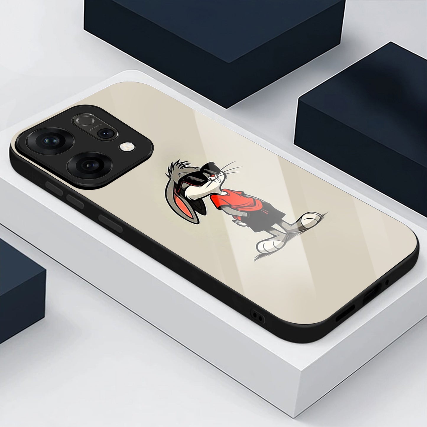 Oppo Reno 14 5G Premium Acrylic Shockproof Glass Back Case (Bunny Case)