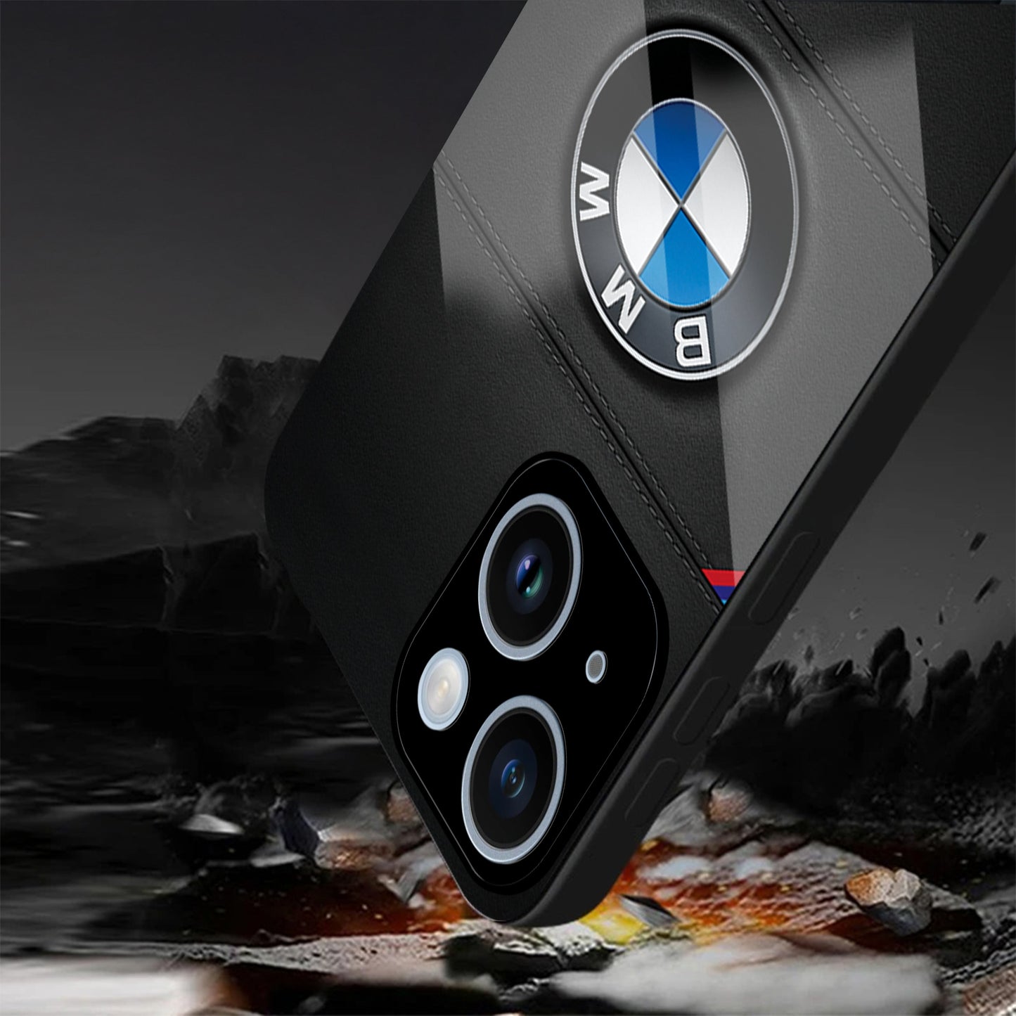 iPhone 14 Premium Acrylic Shockproof Glass Back Case (BMW LOGO)