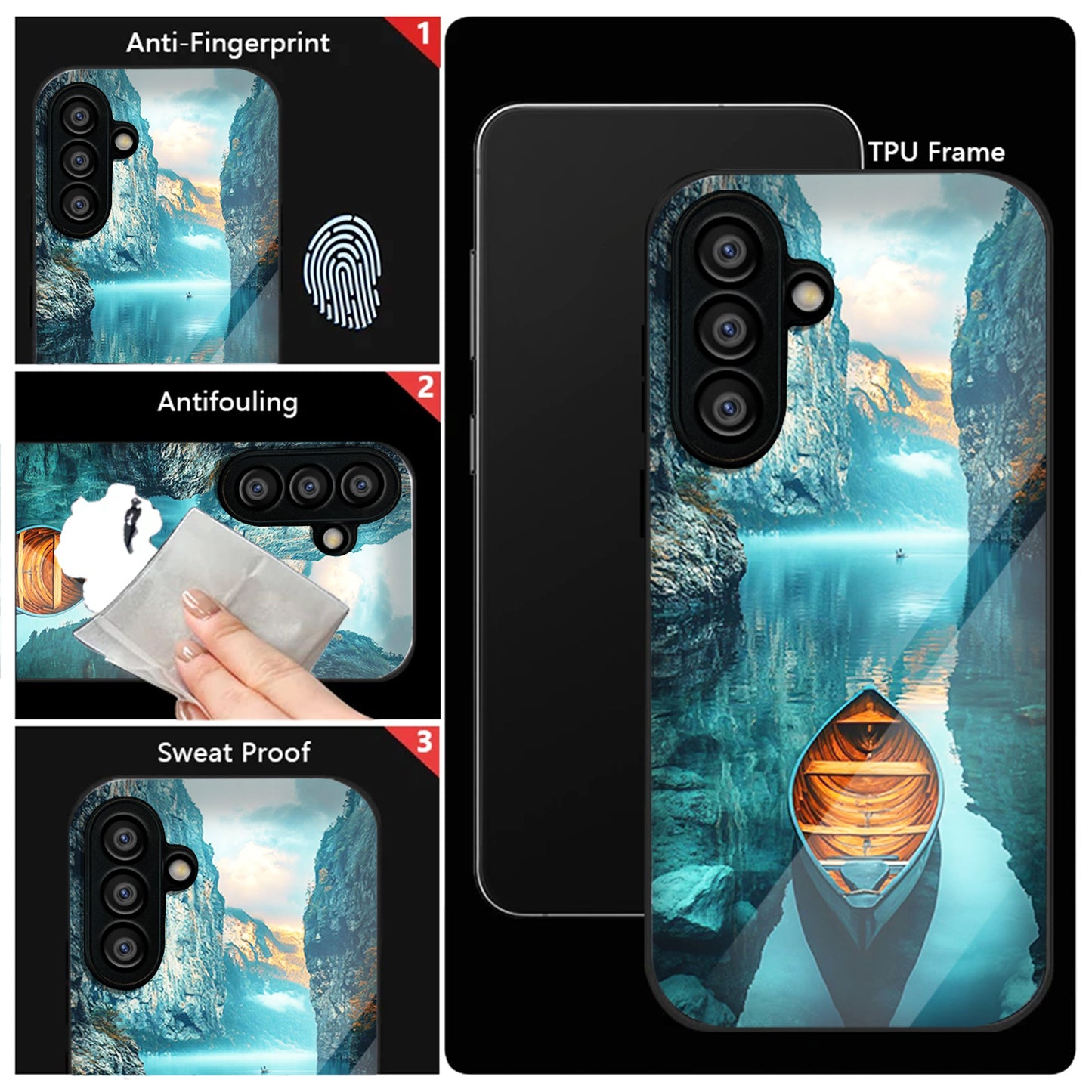 Samsung Galaxy A36 Premium Acrylic Shockproof Glass Back Case (Silent Lake)