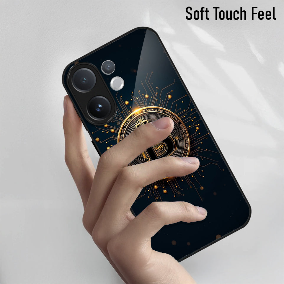 Vivo V60 5G Premium Acrylic Shockproof Glass Back Case ( Bitcoin Armon )