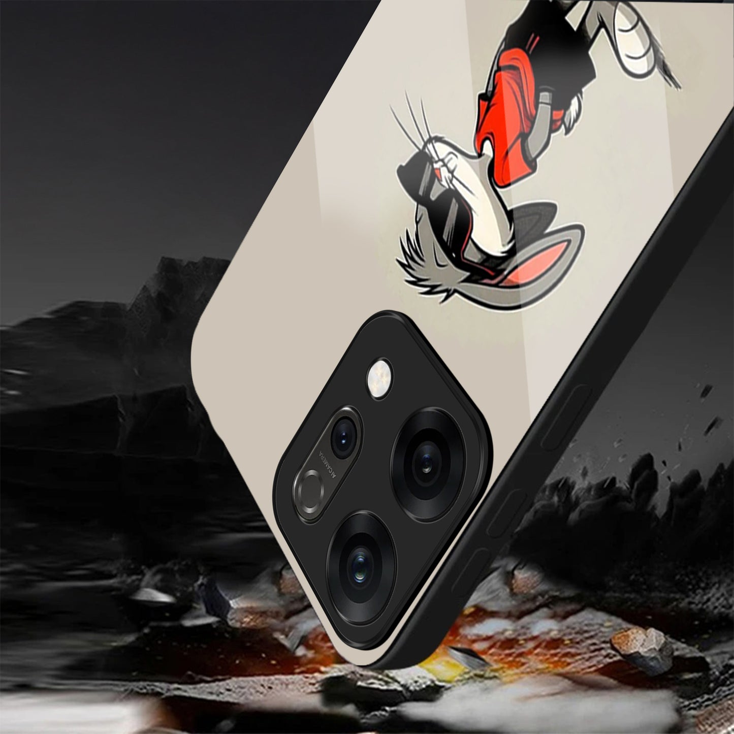 Oppo Reno 14 5G Premium Acrylic Shockproof Glass Back Case (Bunny Case)