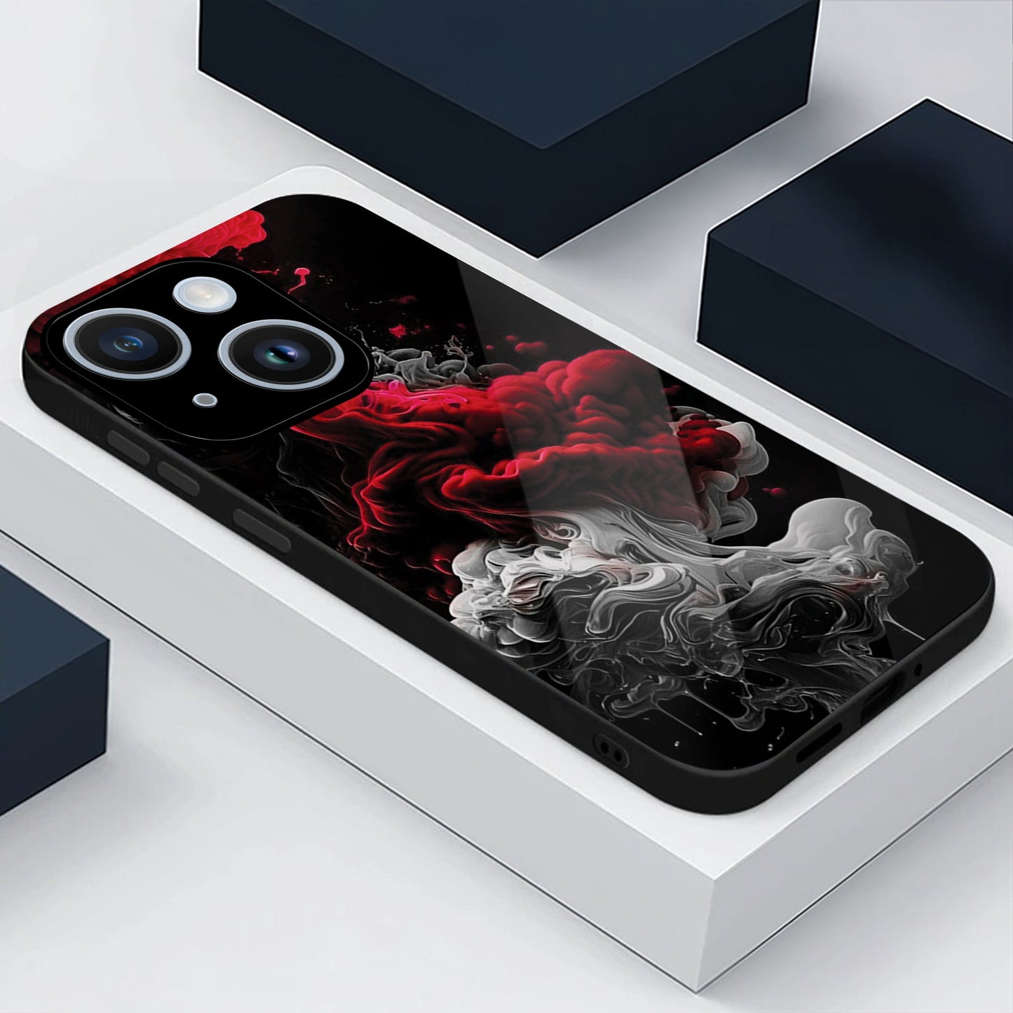 iPhone 14 Premium Acrylic Shockproof Glass Back Case ( Infernal Drift)