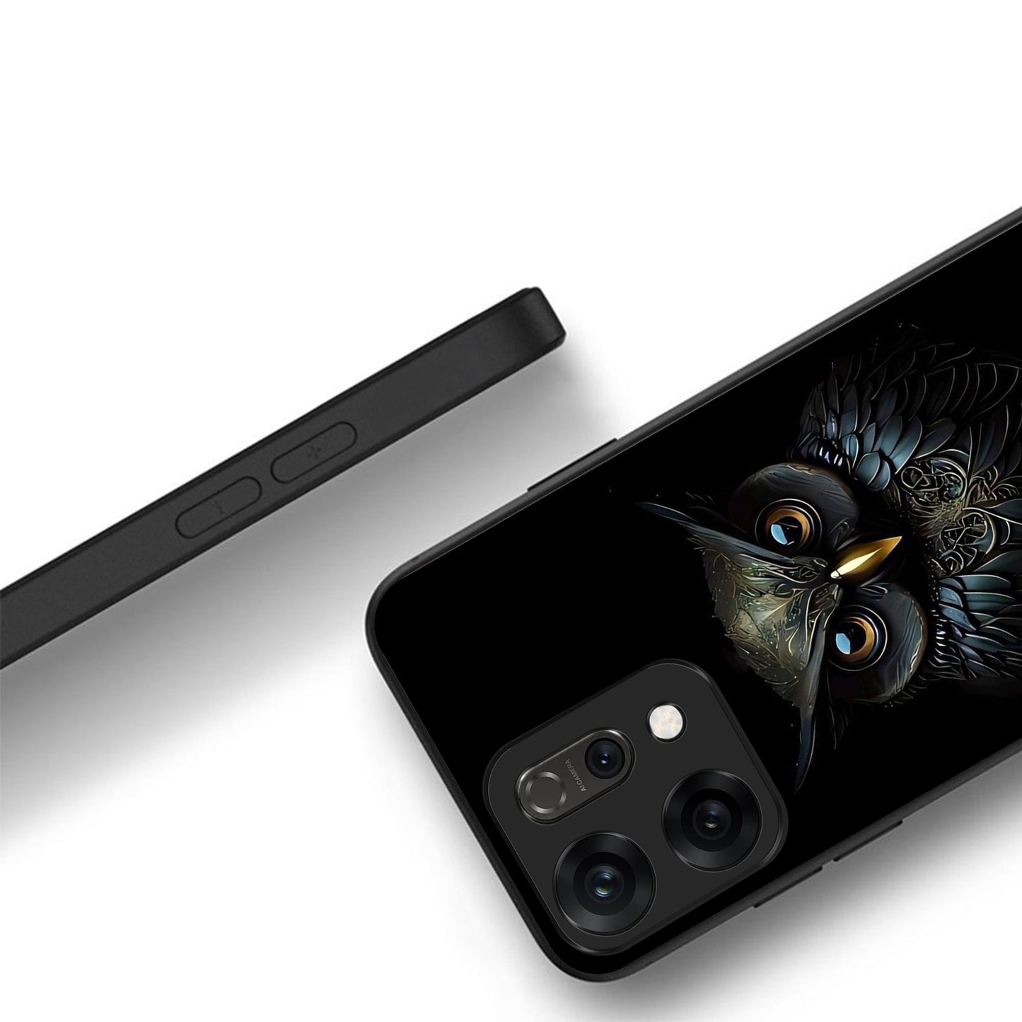 Oppo Reno 14 5G Premium Acrylic Shockproof Glass Back Case (Midnight Owl)