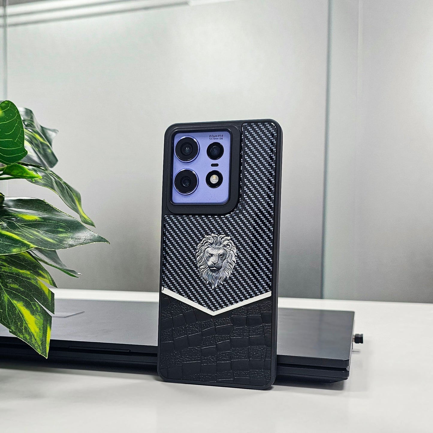 Motorola Edge 50 Pro 5G Luxury Lion Pattern Leather And Liquid Silicone Case