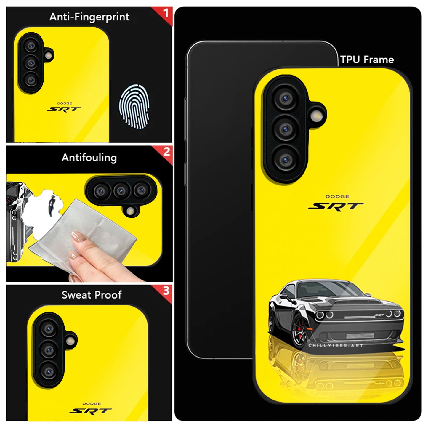 Samsung Galaxy A36 Premium Acrylic Shockproof Glass Back Case (Dodge SRT)
