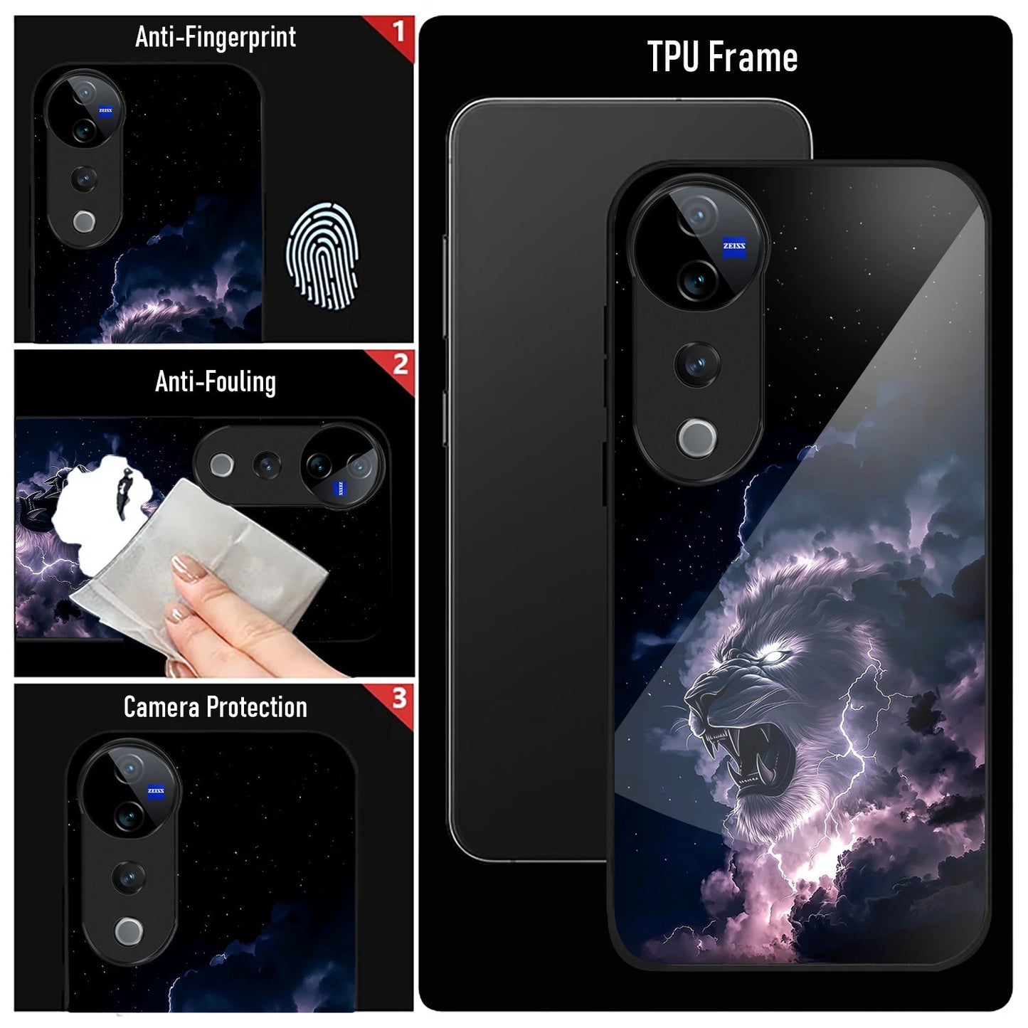 Vivo V40 Pro 5G Premium Acrylic Shockproof Glass Back Case ( Strom King )