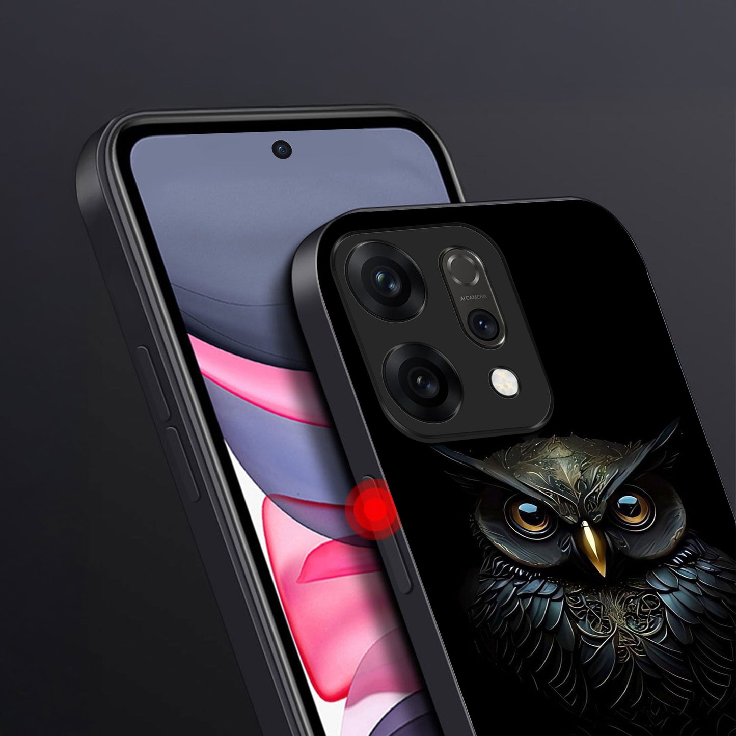 Oppo Reno 14 5G Premium Acrylic Shockproof Glass Back Case (Midnight Owl)