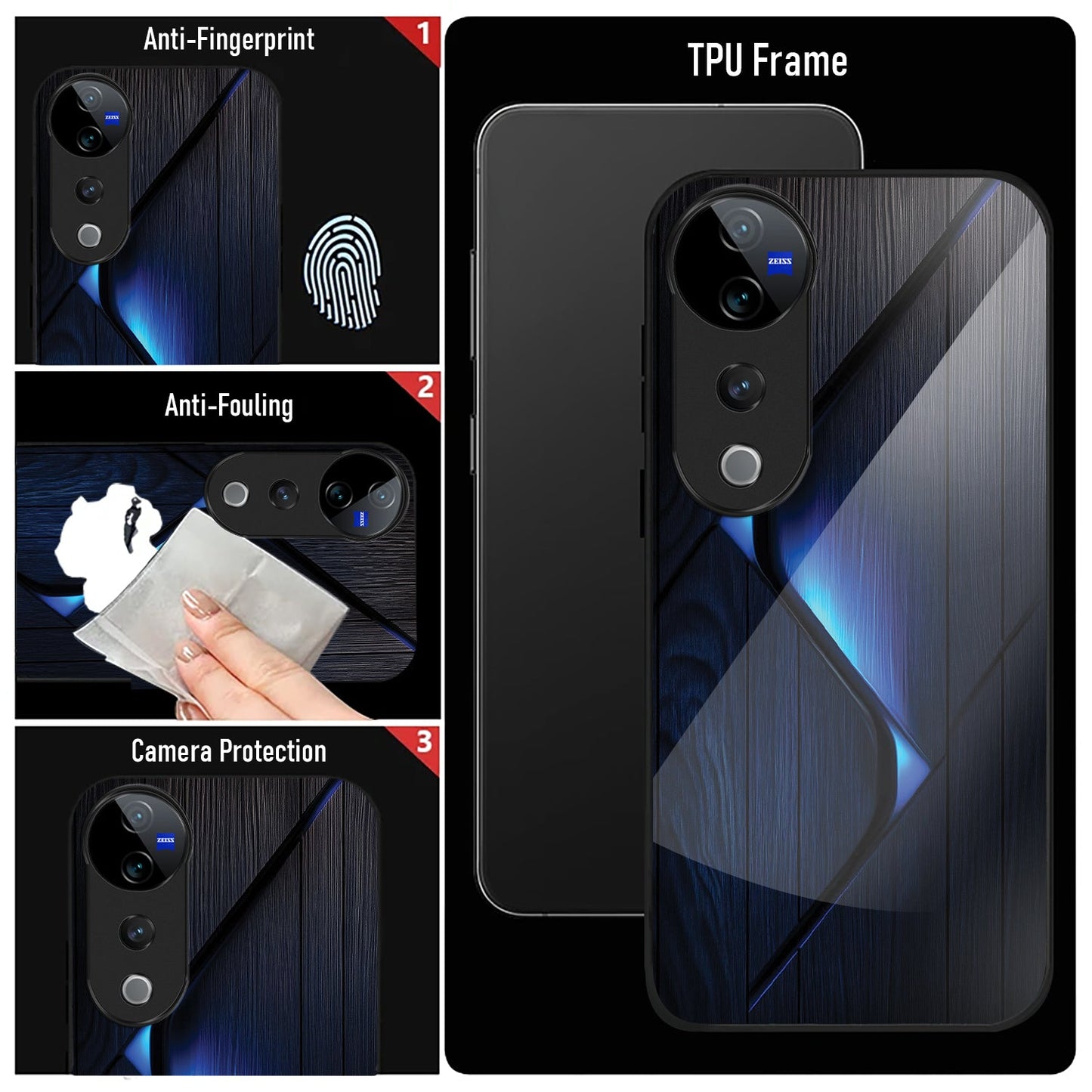 Vivo V40 Pro 5G Premium Acrylic Shockproof Glass Back Case (Blue Flame)