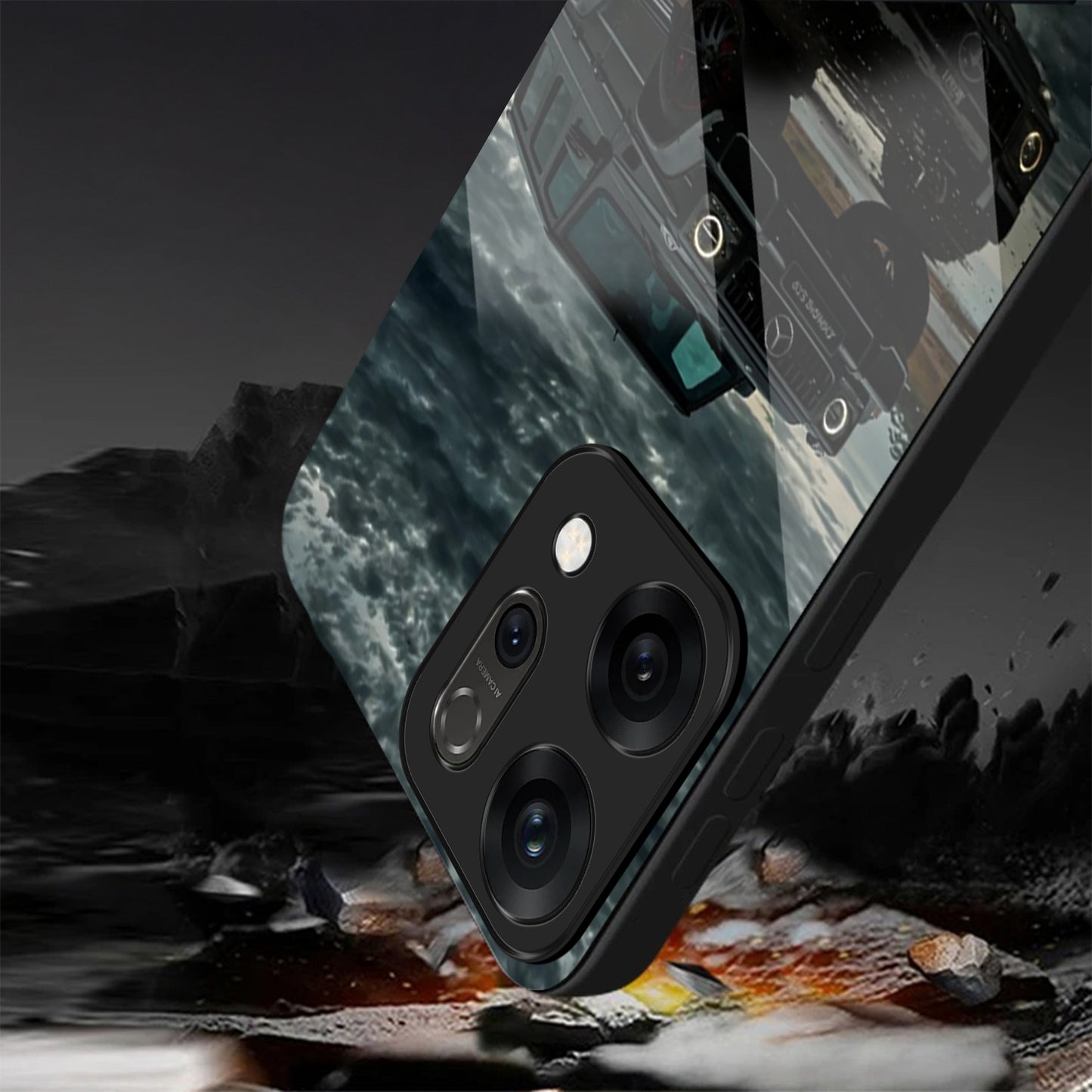 Oppo Reno 14 5G Premium Acrylic Shockproof Glass Back Case (Benz G-Class)
