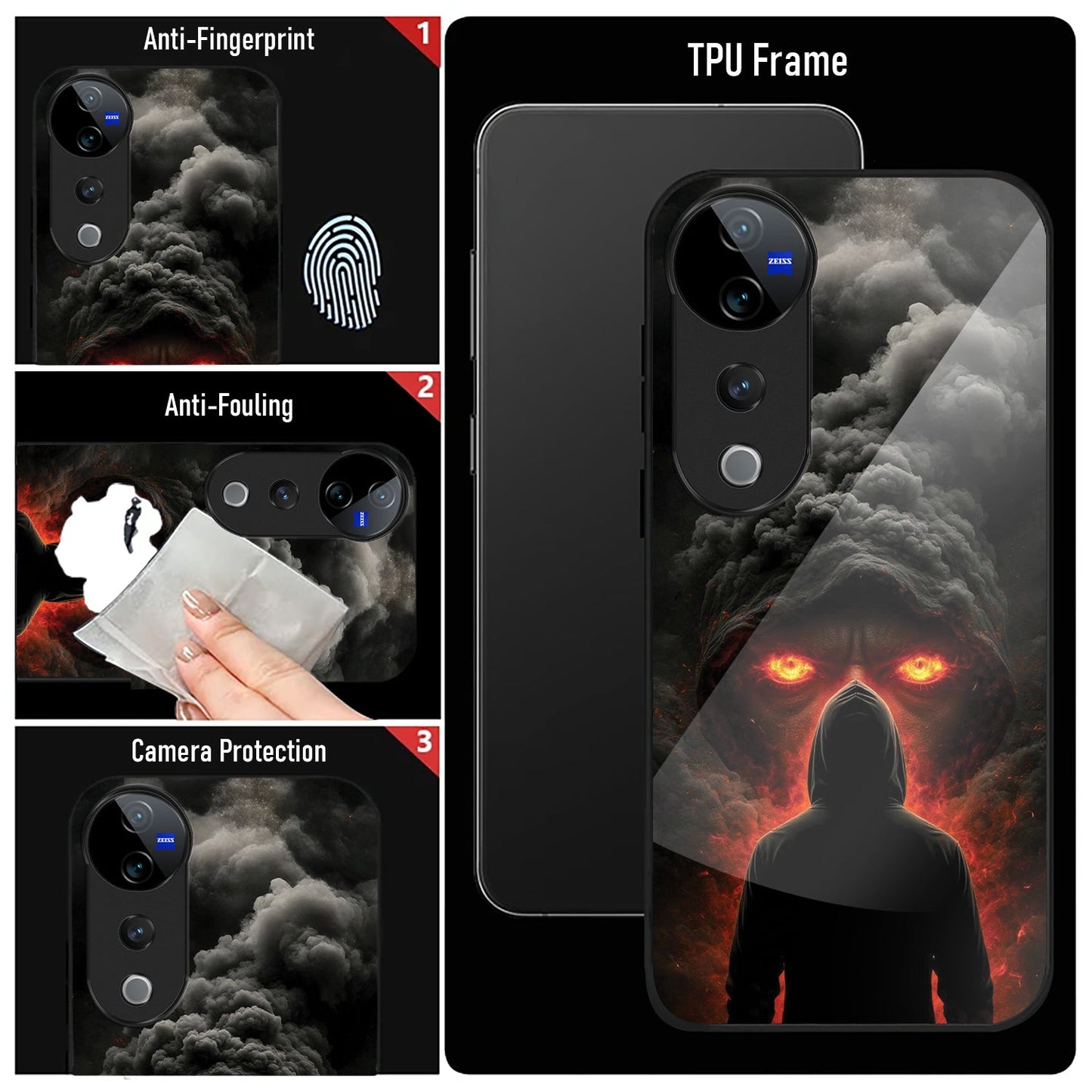 Vivo V40 Pro 5G Premium Acrylic Shockproof Glass Back Case ( Dark Flame )