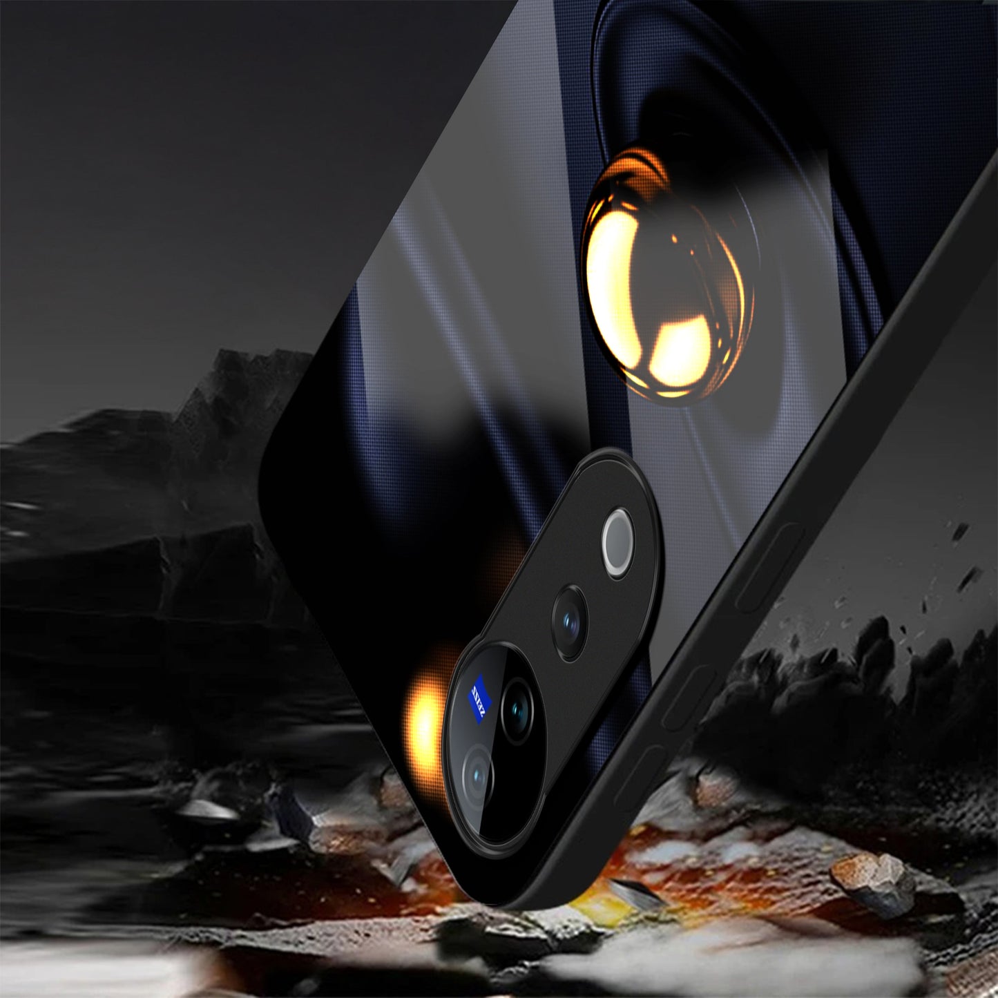 Vivo V40 Pro 5G Premium Acrylic Shockproof Glass Back Case (Golden Ripple)