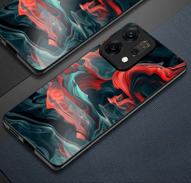 Oppo Reno 14 5G Premium Acrylic Shockproof Glass Back Case (Vortex Flame)