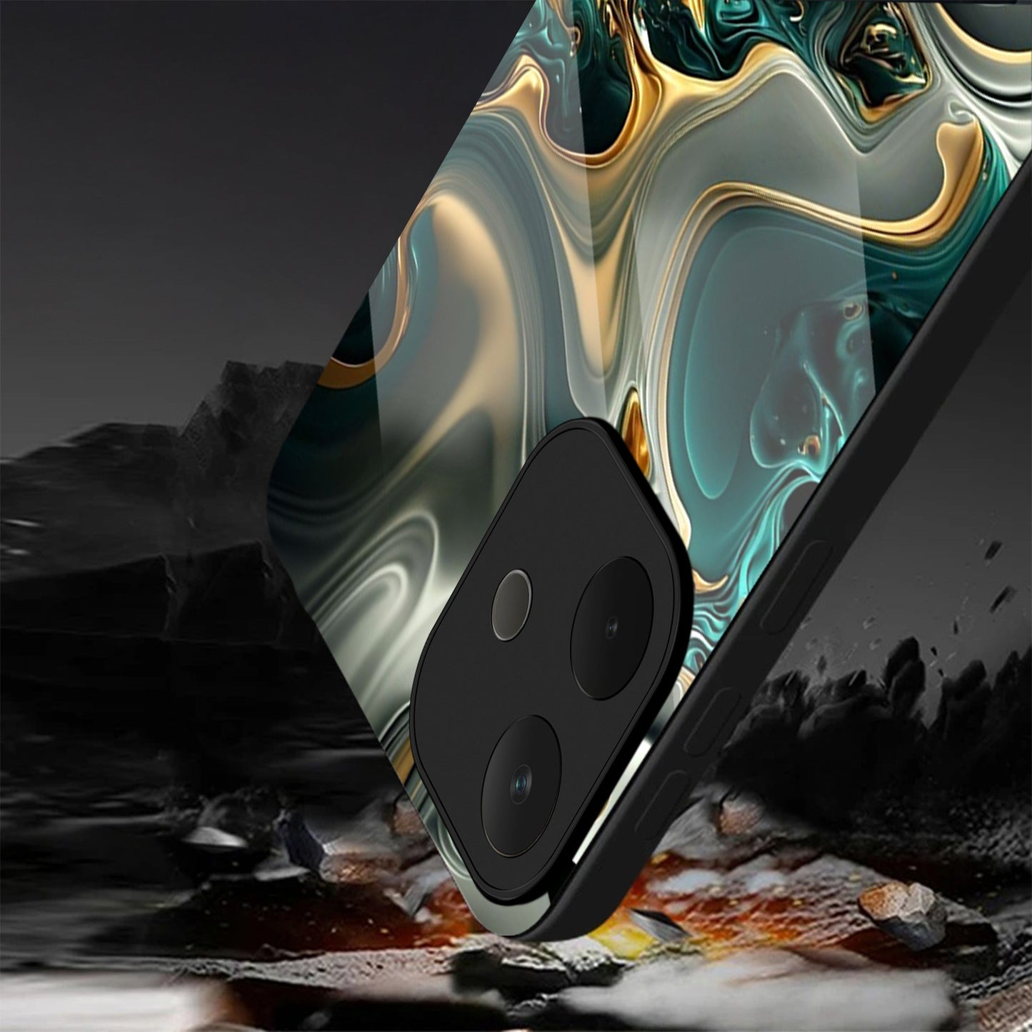 Oppo A5 Pro 5G Premium Acrylic Shockproof Glass Back Case (Ocean Ember)