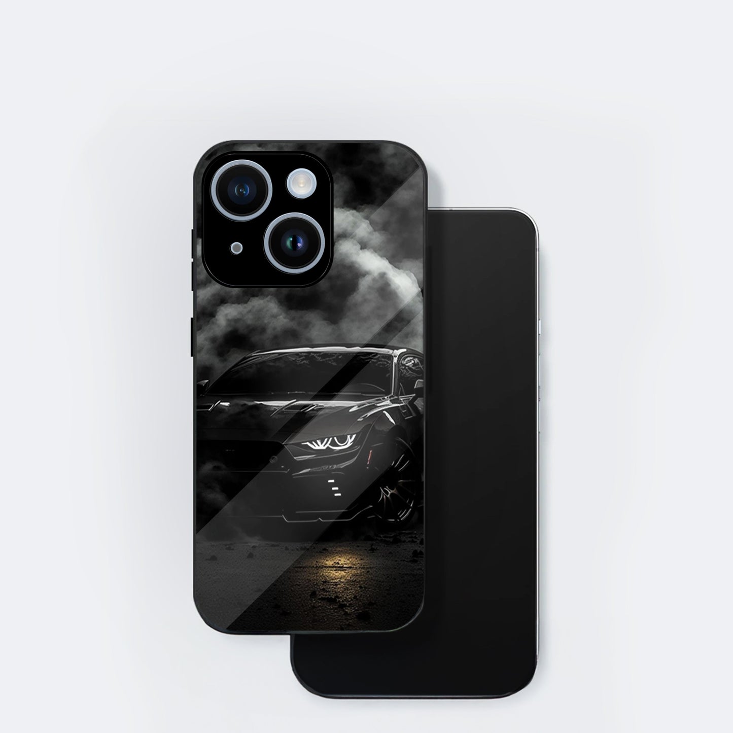 iPhone 15 Premium Acrylic Shockproof Glass Back Case (Black-BMW)