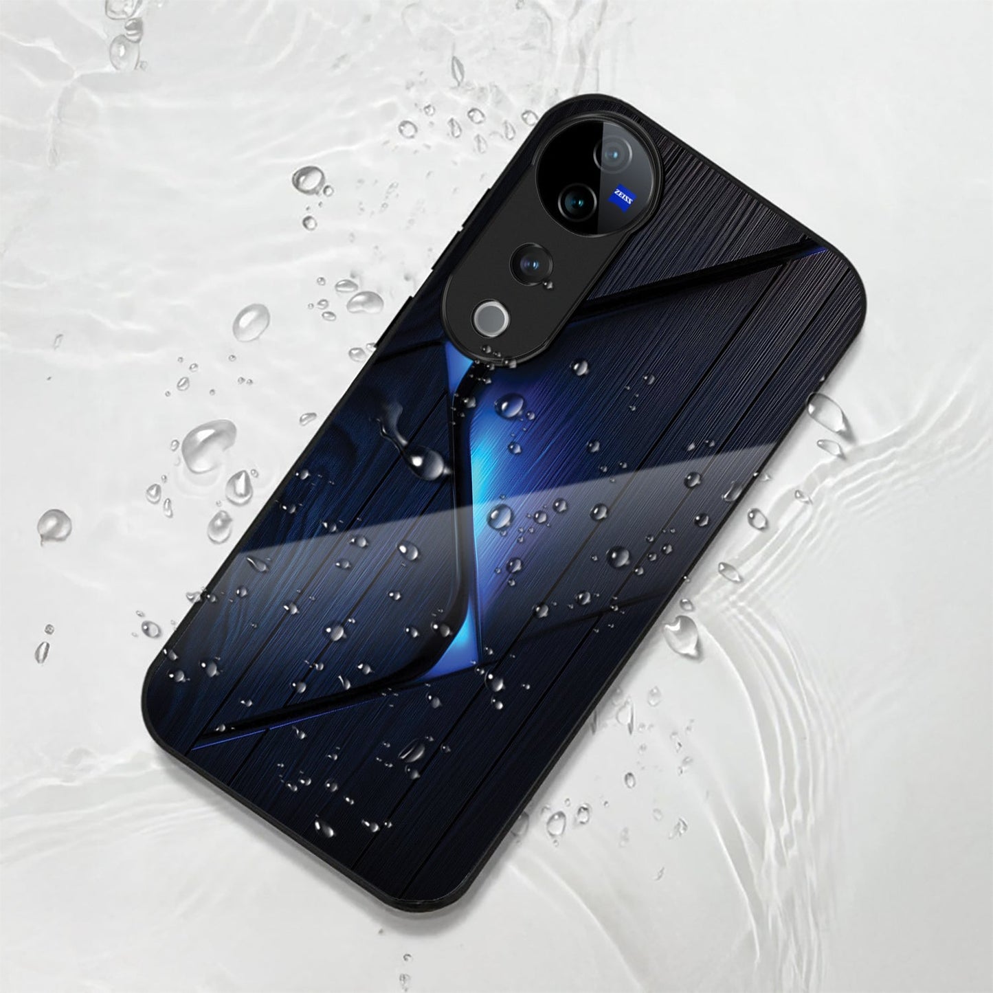 Vivo V40 Pro 5G Premium Acrylic Shockproof Glass Back Case (Blue Flame)