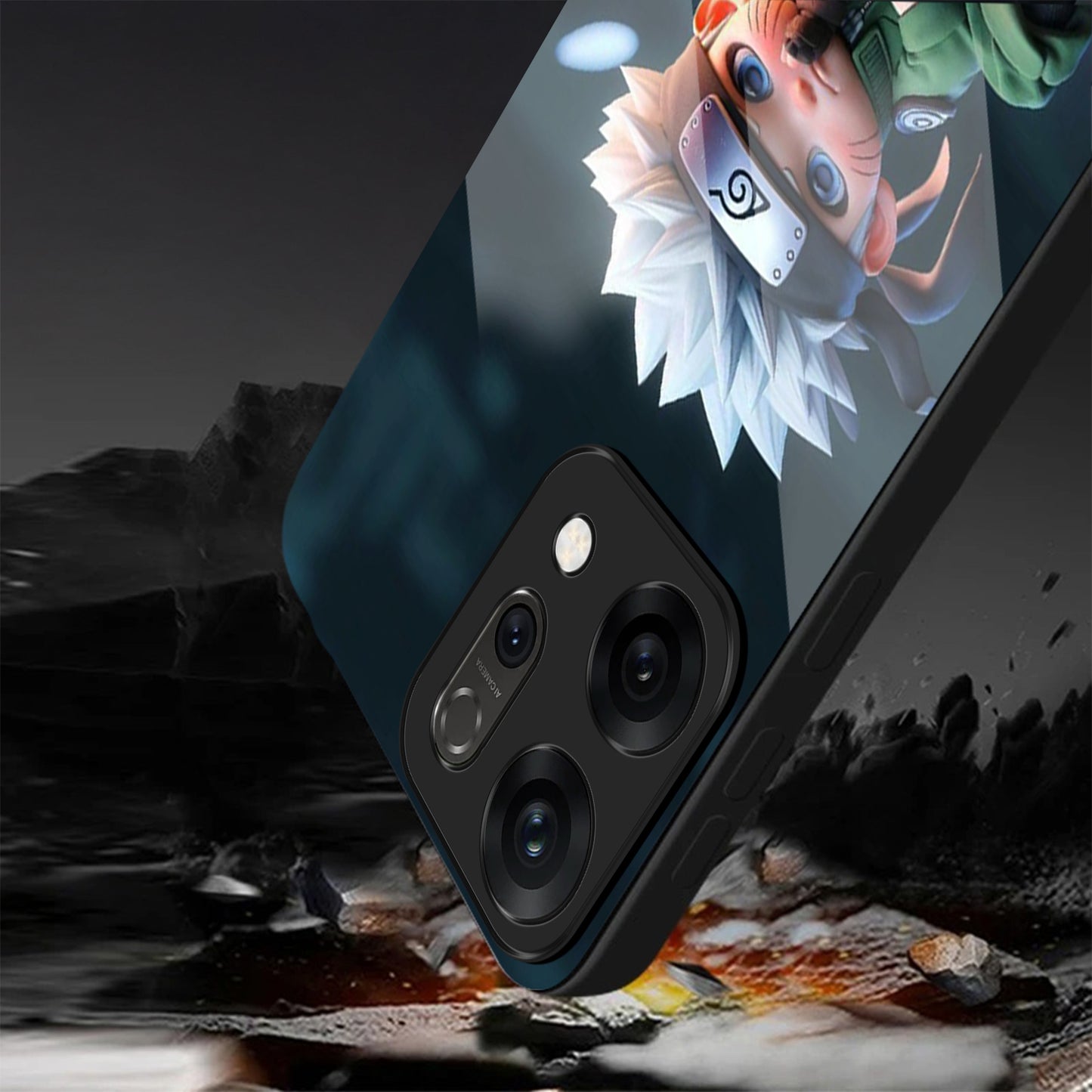 Oppo Reno 14 5G Premium Acrylic Shockproof Glass Back Case (Small Kakashi)