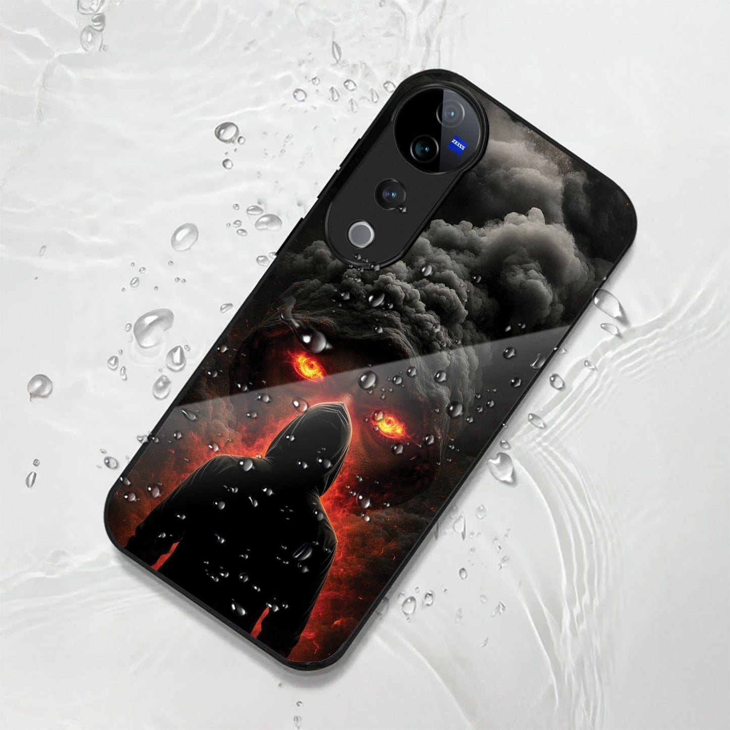 Vivo V40 Pro 5G Premium Acrylic Shockproof Glass Back Case ( Dark Flame )