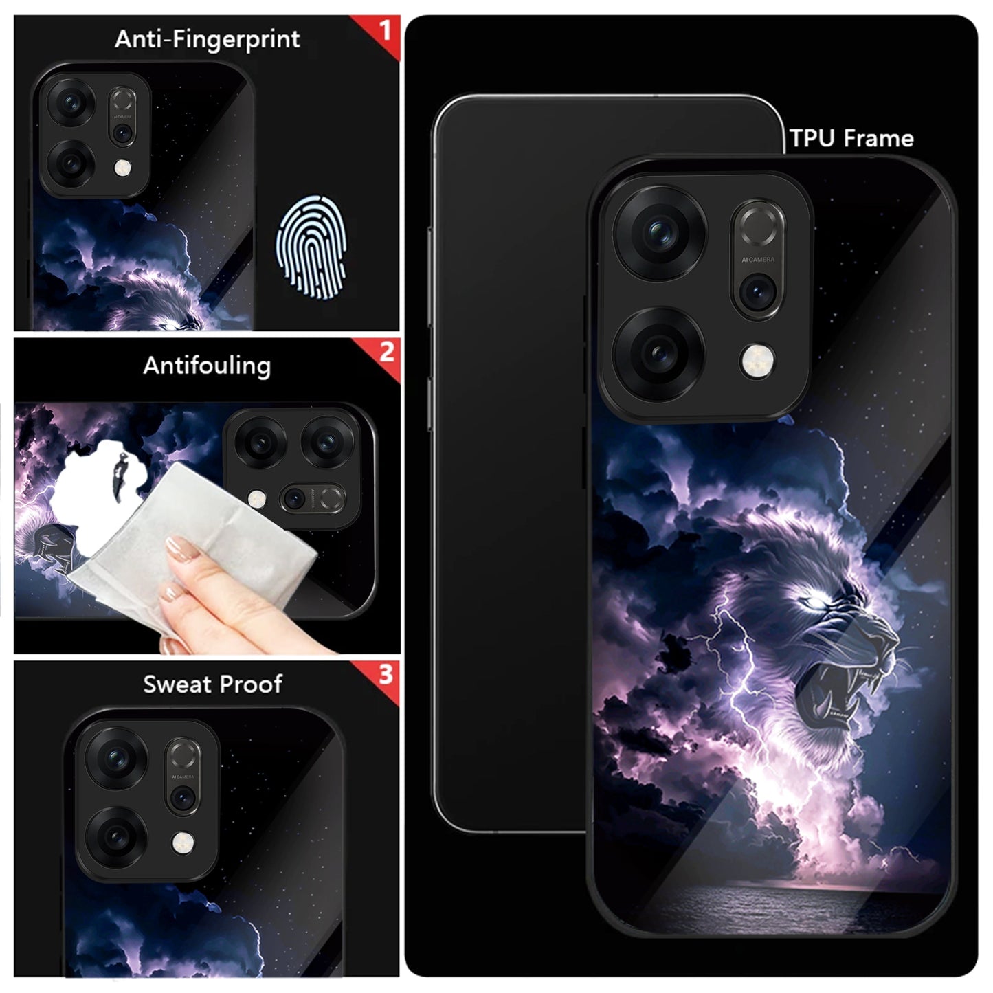 Oppo Reno 14 5G Premium Acrylic Shockproof Glass Back Case (Strom King )
