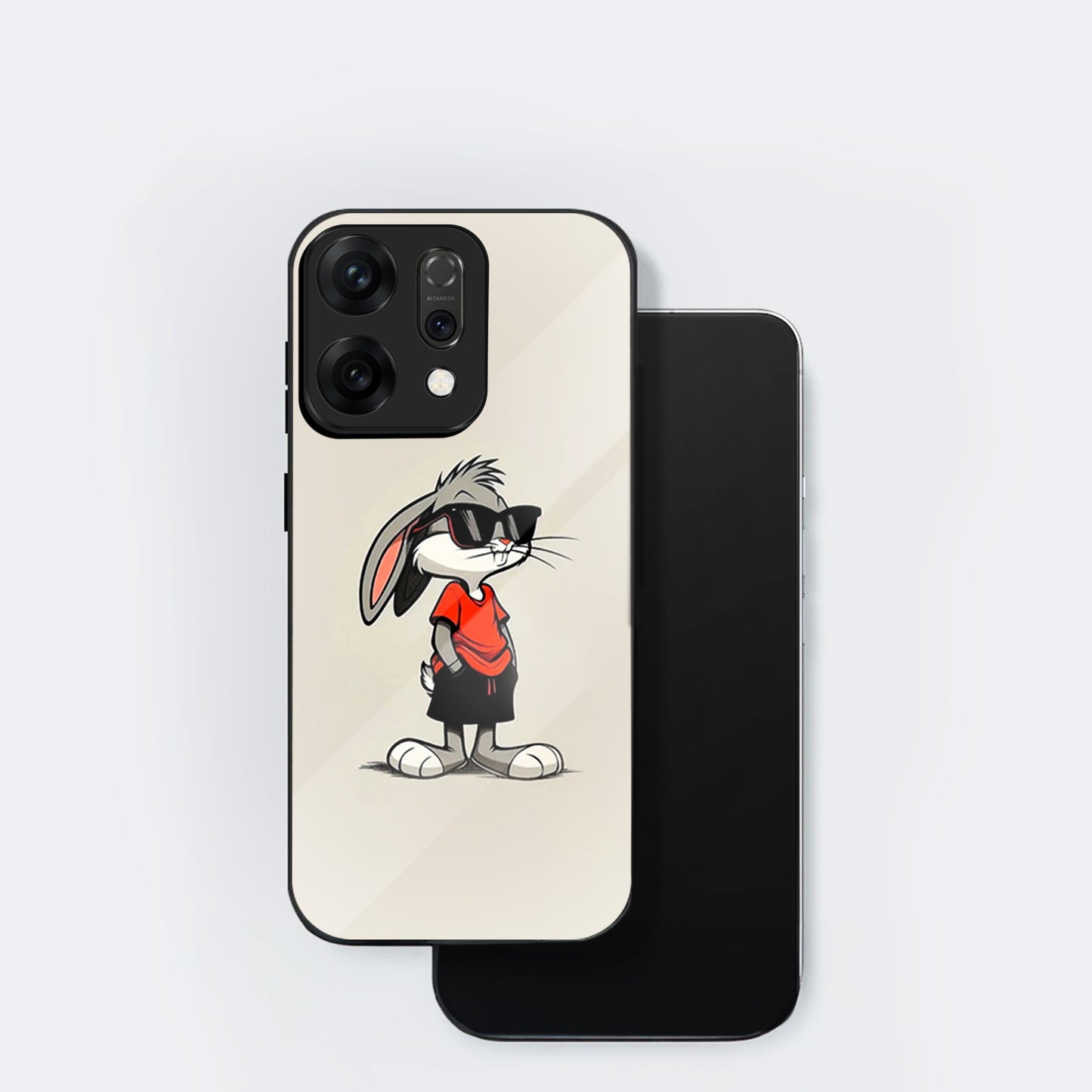 Oppo Reno 14 5G Premium Acrylic Shockproof Glass Back Case (Bunny Case)