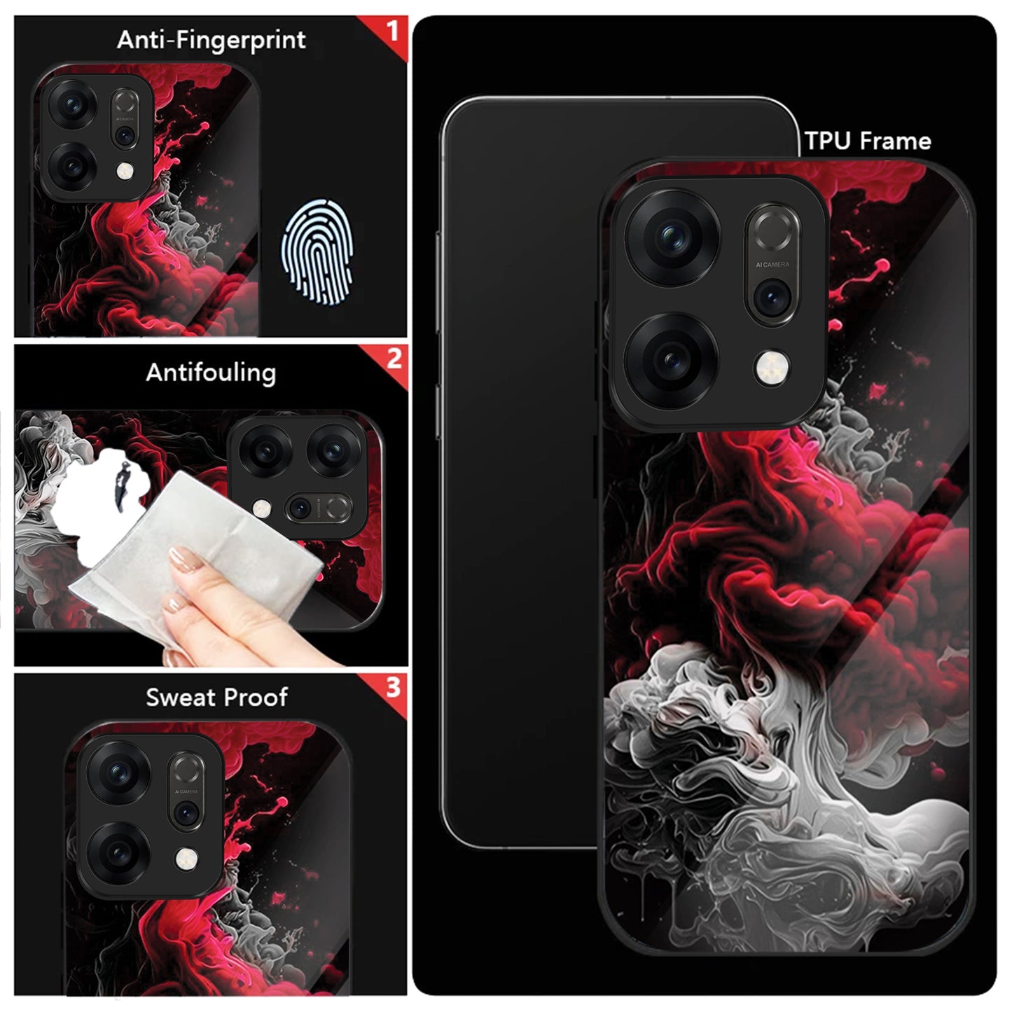 Oppo Reno 14 5G Premium Acrylic Shockproof Glass Back Case (Infernal Drift)