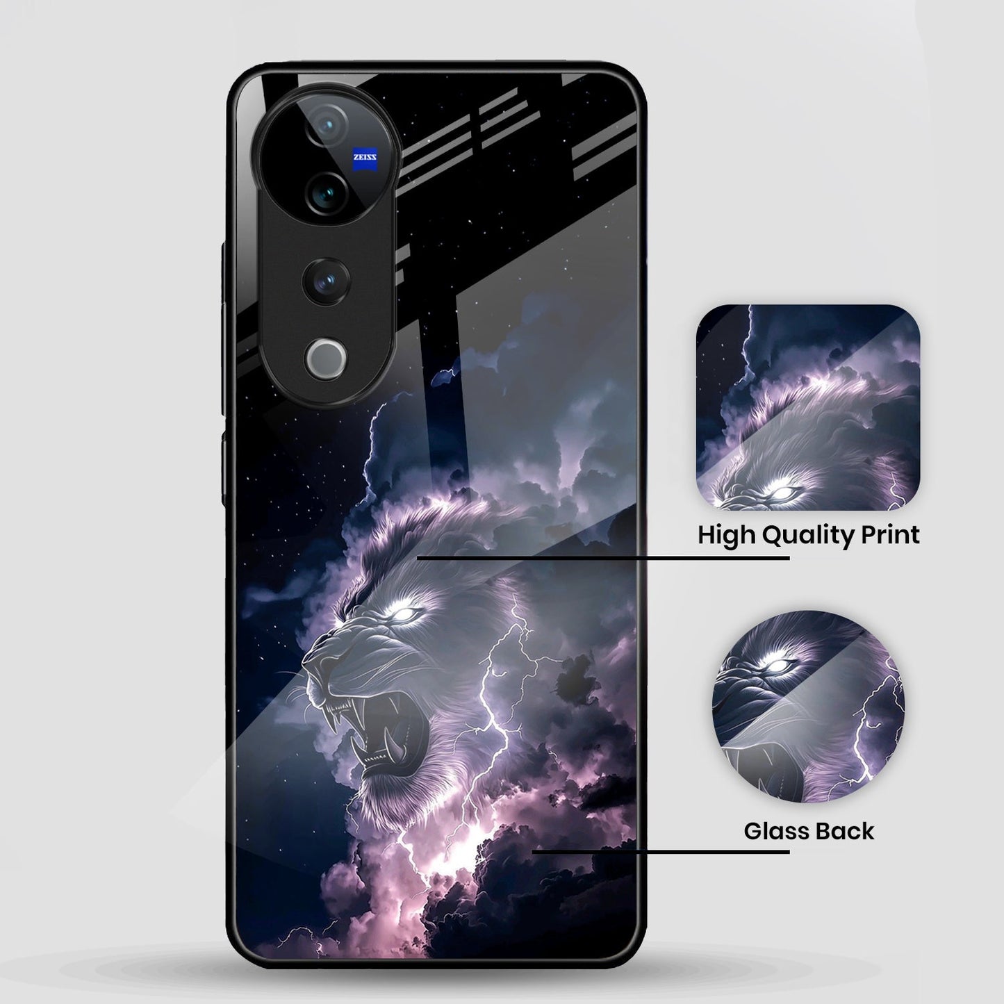 Vivo V40 Pro 5G Premium Acrylic Shockproof Glass Back Case ( Strom King )