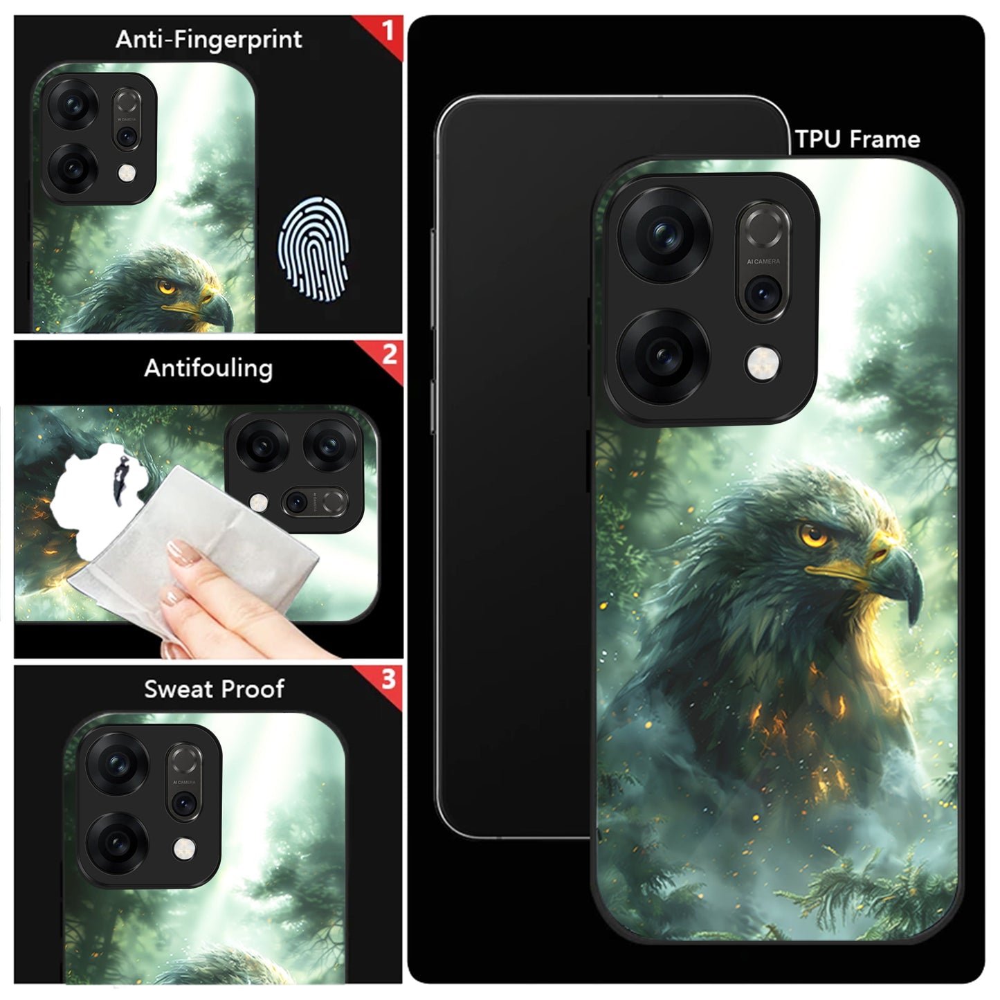 Oppo Reno 14 5G Premium Acrylic Shockproof Glass Back Case (Eagle Case)
