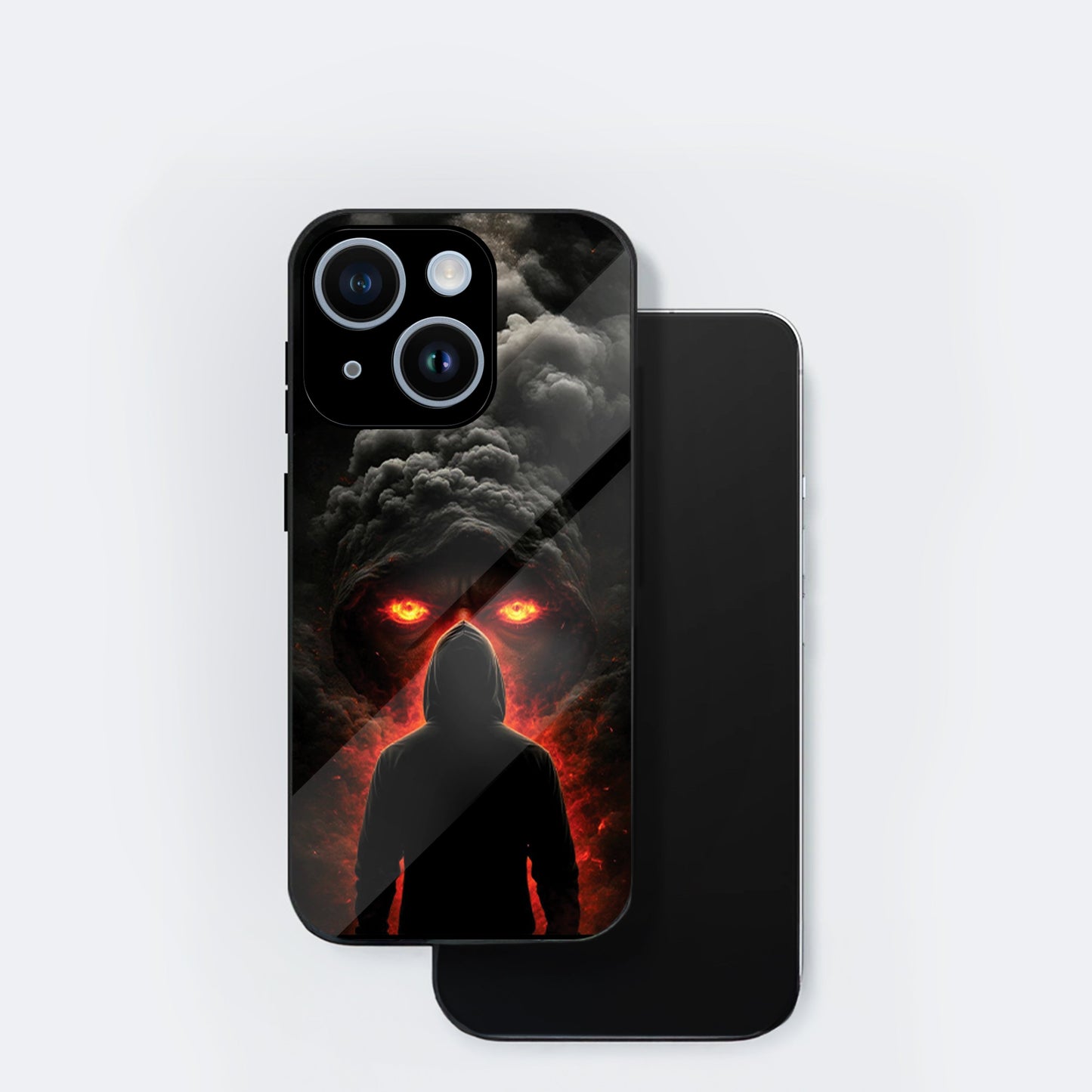 iPhone 14 Premium Acrylic Shockproof Glass Back Case (Dark Flame)