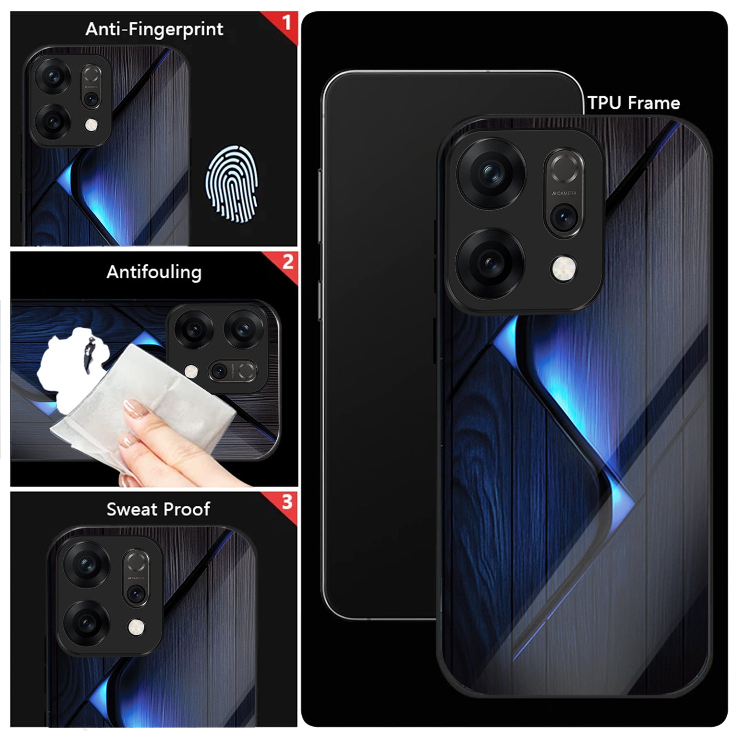 Oppo Reno 14 5G Premium Acrylic Shockproof Glass Back Case ( Blue Gradient )