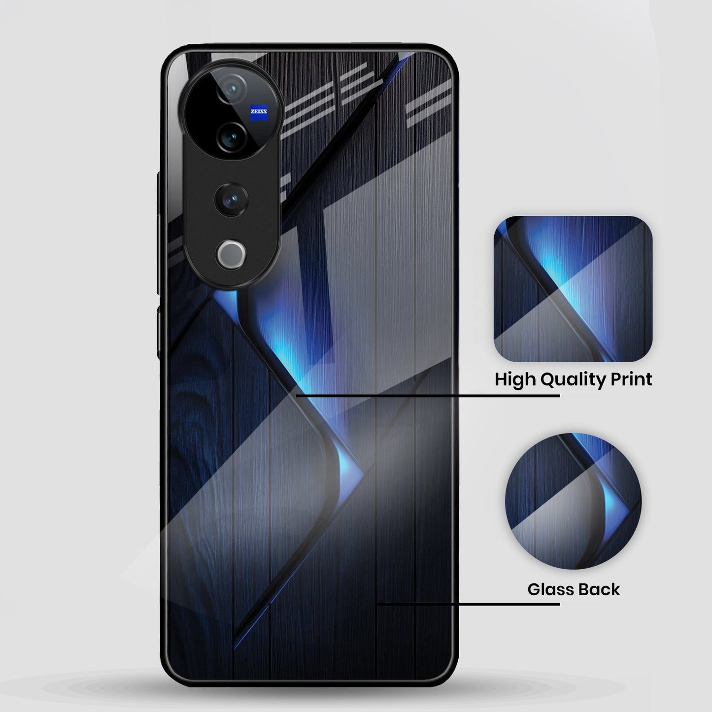 Vivo V40 Pro 5G Premium Acrylic Shockproof Glass Back Case (Blue Flame)