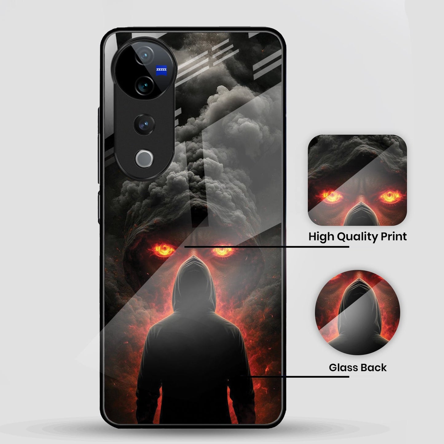 Vivo V40 Pro 5G Premium Acrylic Shockproof Glass Back Case ( Dark Flame )