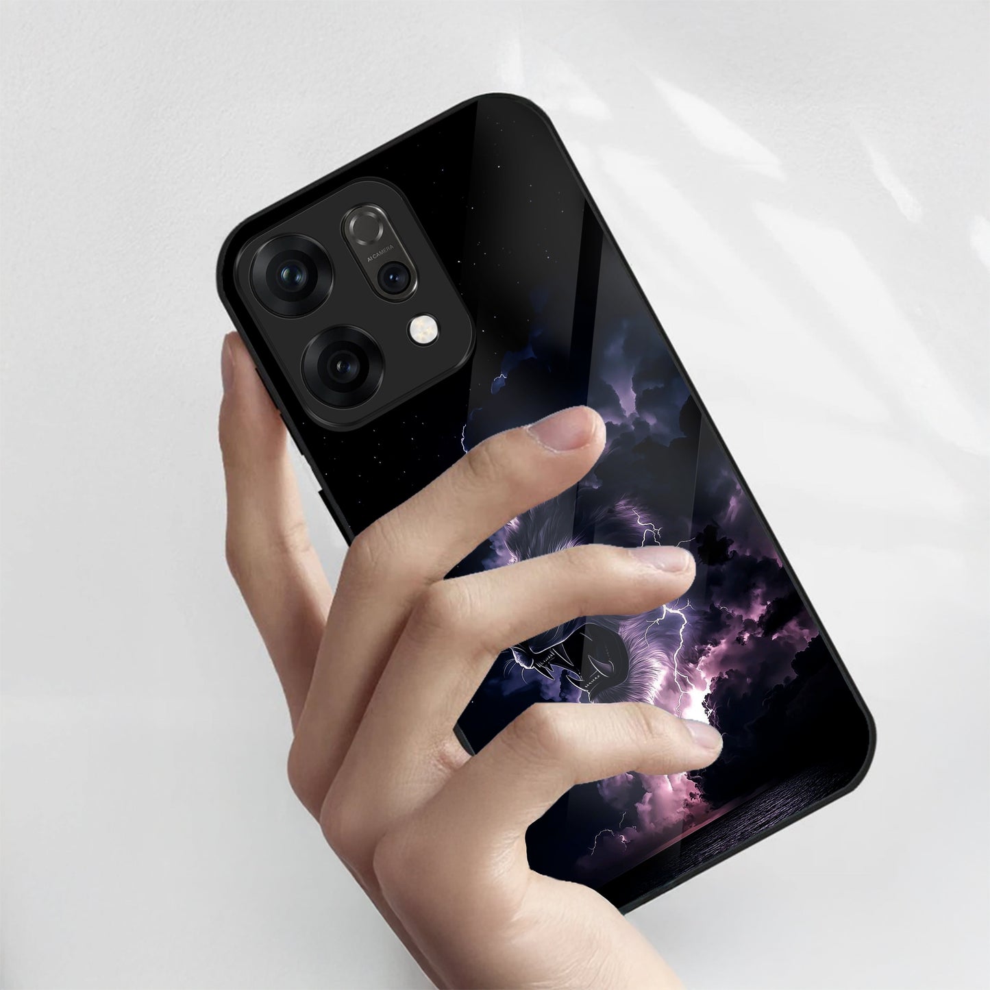 Oppo Reno 14 5G Premium Acrylic Shockproof Glass Back Case (Strom King )