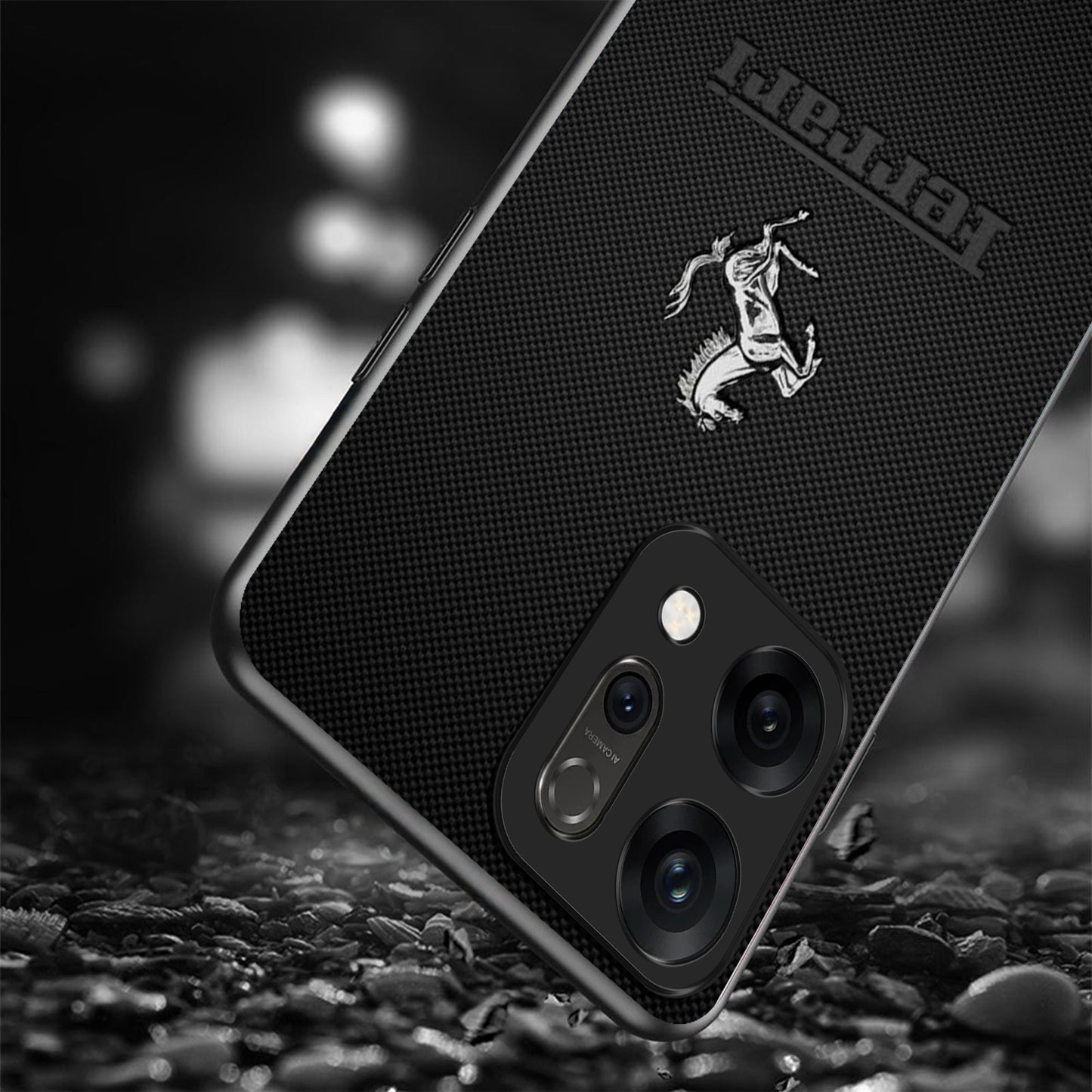 Oppo Reno 14 5G Premium Acrylic Shockproof Glass Back Case (Ferrari Carbon Fiber)