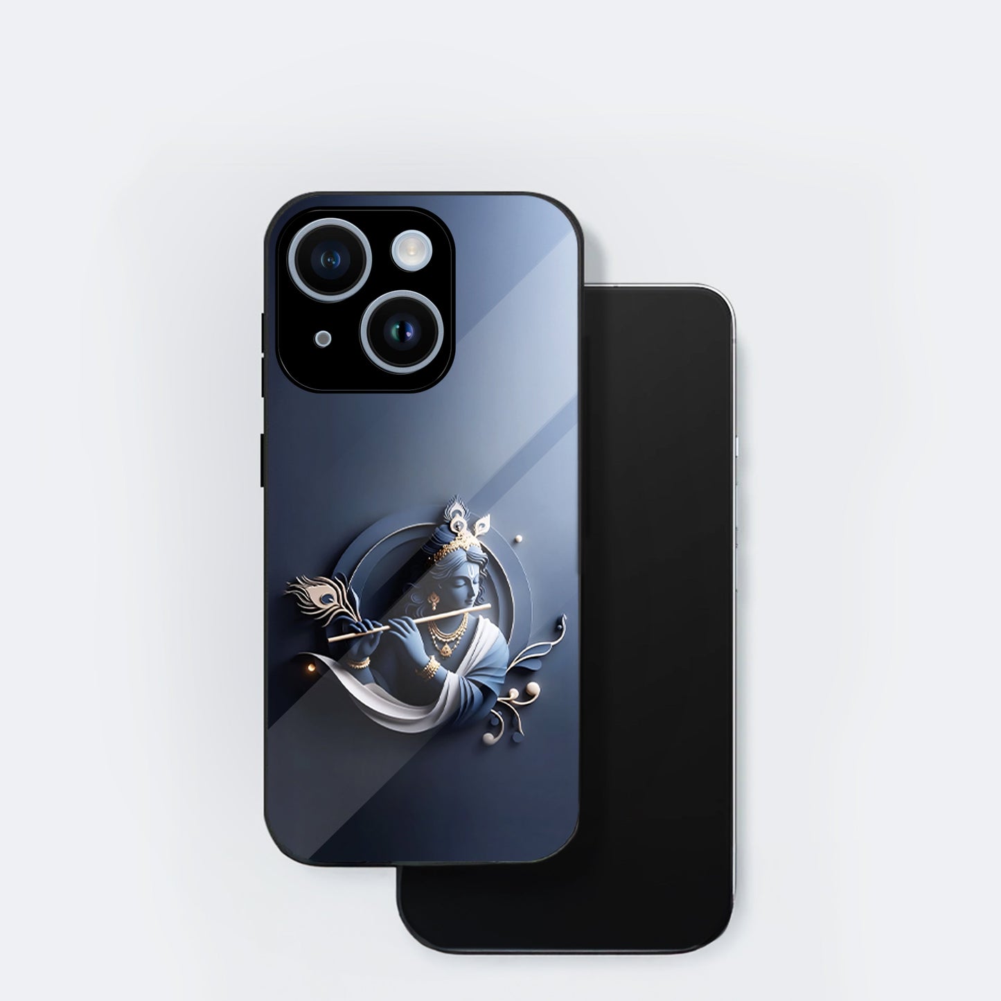 iPhone 14 Premium Acrylic Shockproof Glass Back Case ( Krishna )