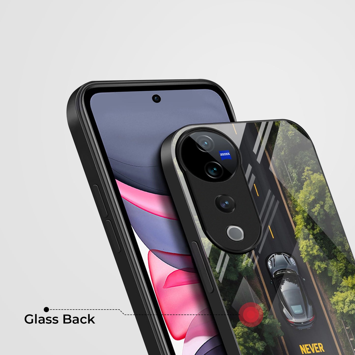 Vivo V40 Pro 5G Premium Acrylic Shockproof Glass Back Case ( Road Never Give up )